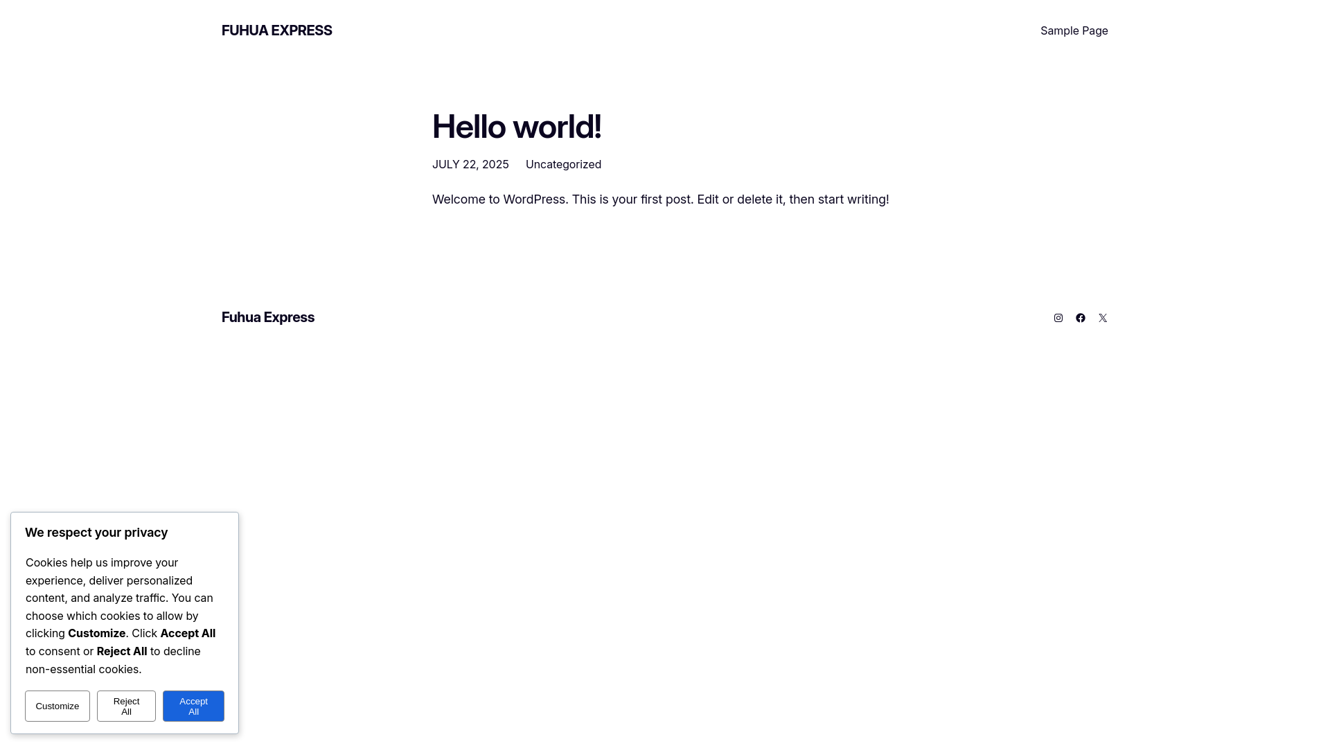 website screenshot of https://fuhuaexpress.org/
