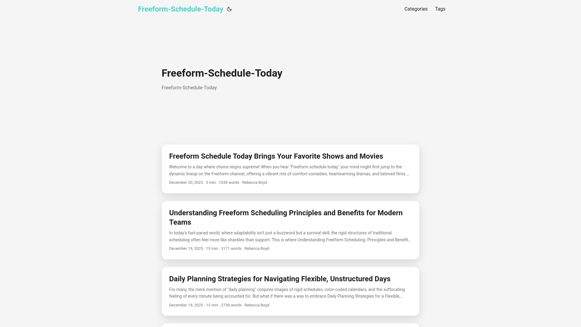 website screenshot of https://freeform-schedule-today.pages.dev/