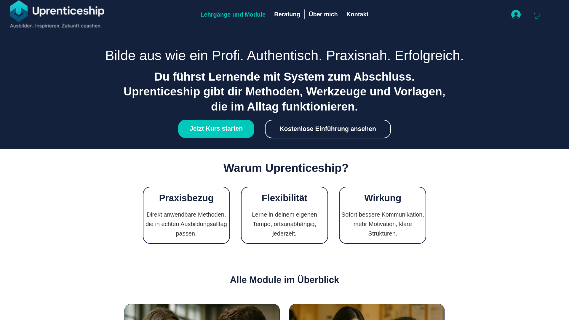 website screenshot of https://uprenticeship.at