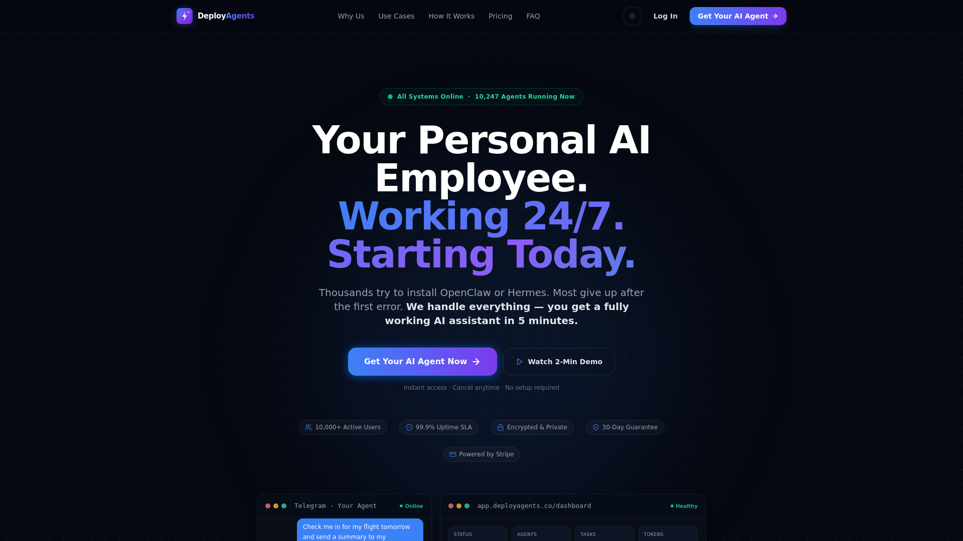 website screenshot of https://deployagents.co/