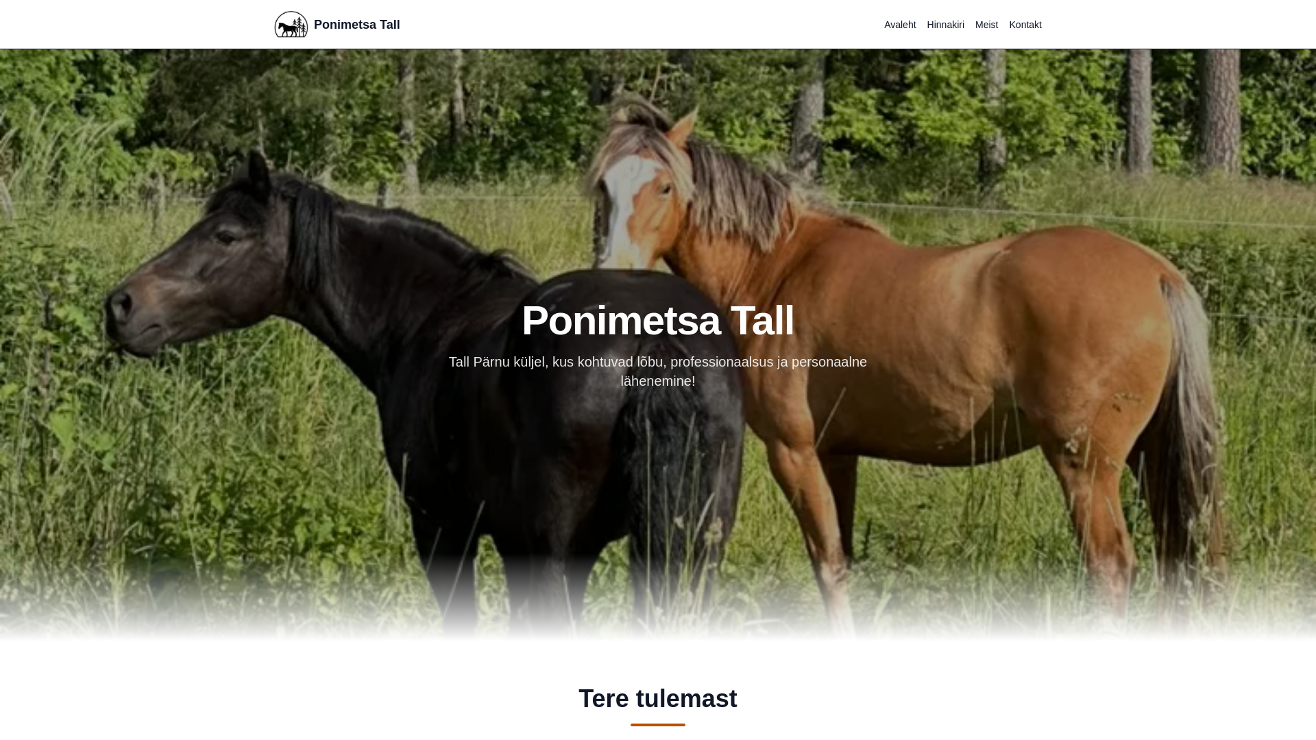 website screenshot of https://ponimetsa.ee/