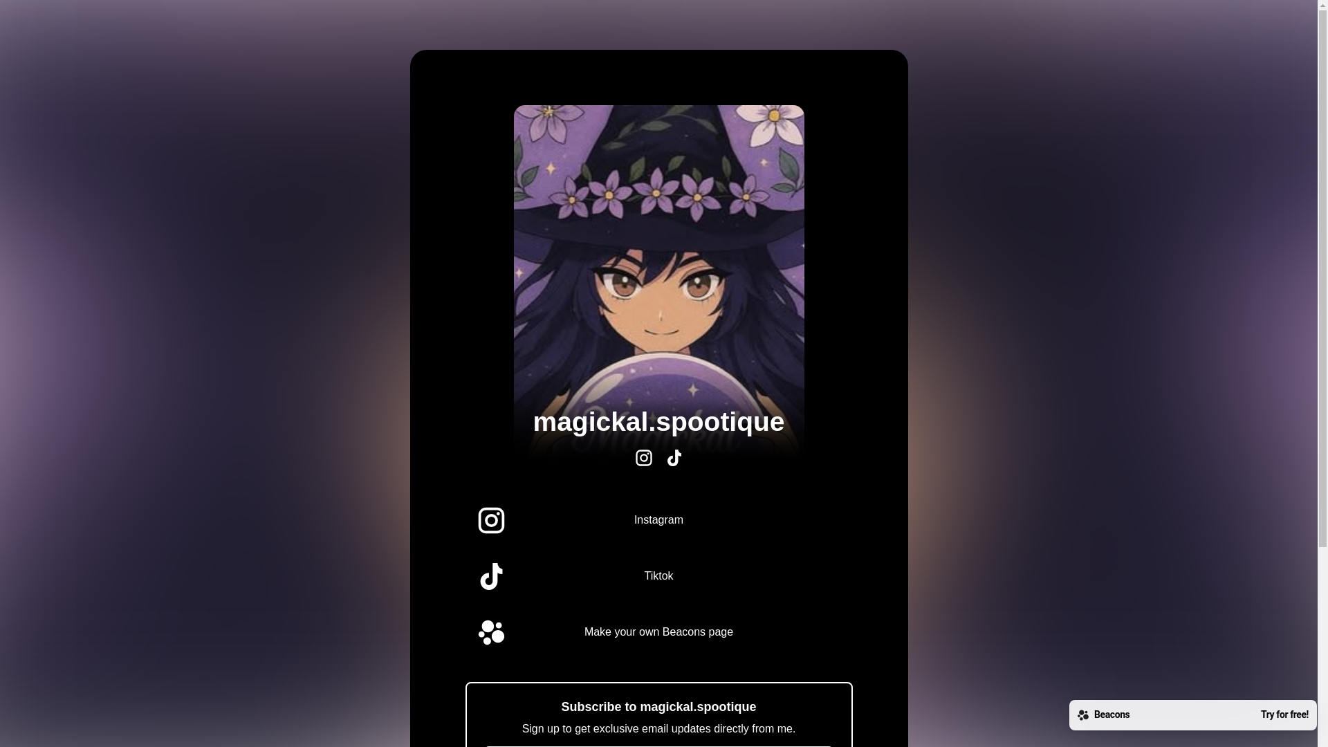 website screenshot of https://magickalspootique.com/