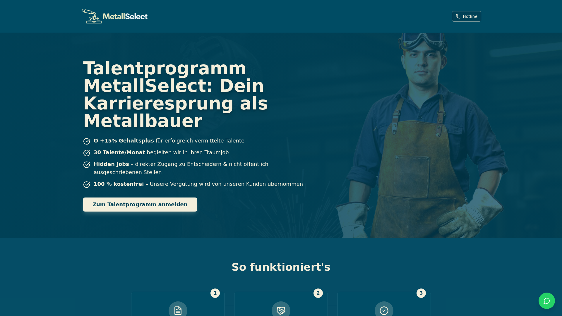 website screenshot of https://metallselect-talentprogramm.de