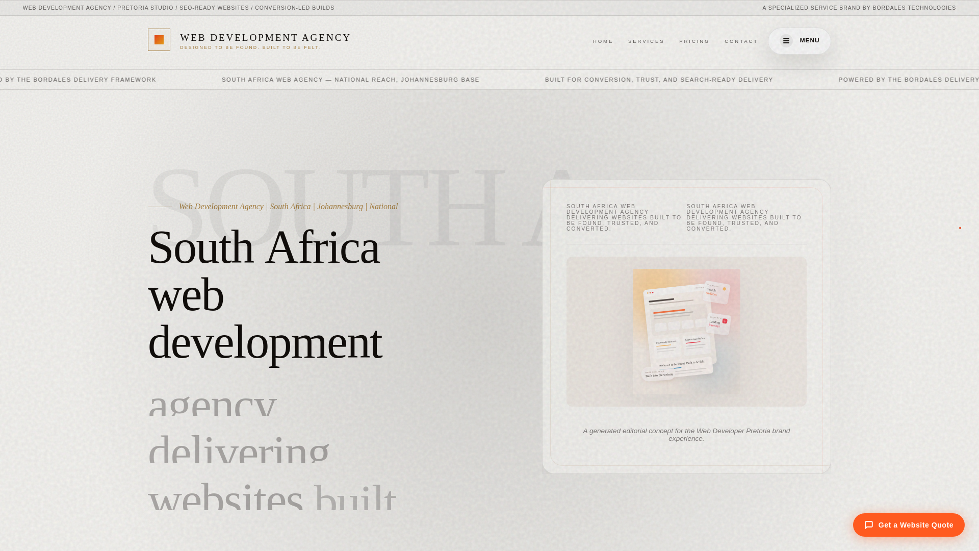 website screenshot of https://webdevelopmentagency.co.za