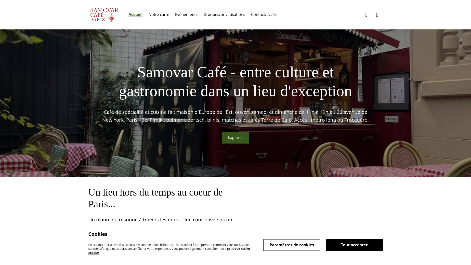 website screenshot of https://samovarcafeparis.fr/