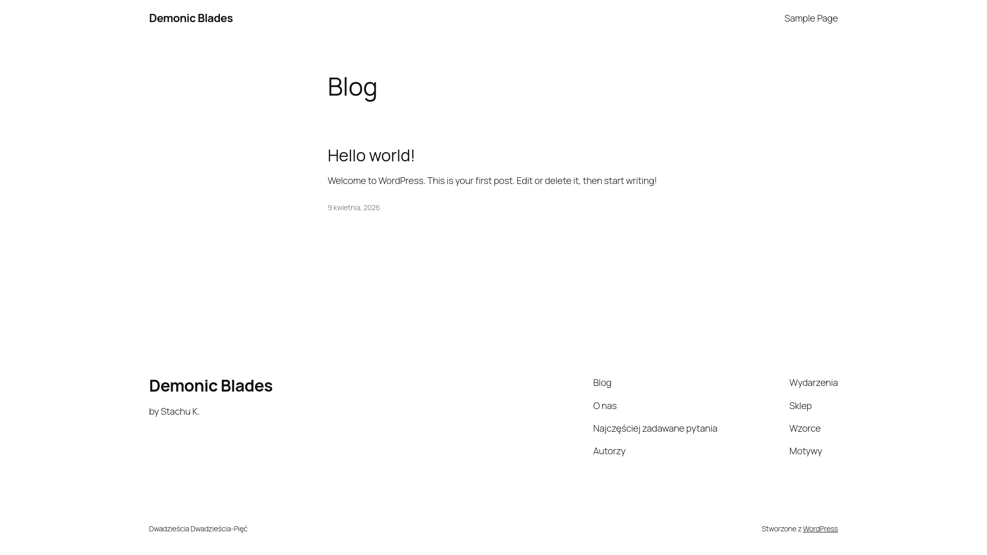 website screenshot of https://demonicblades.pl/
