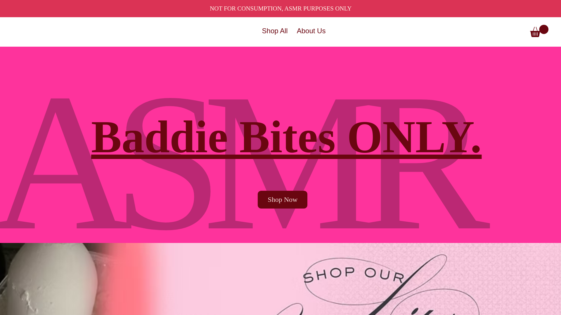 website screenshot of https://baddiebitesasmr.com/