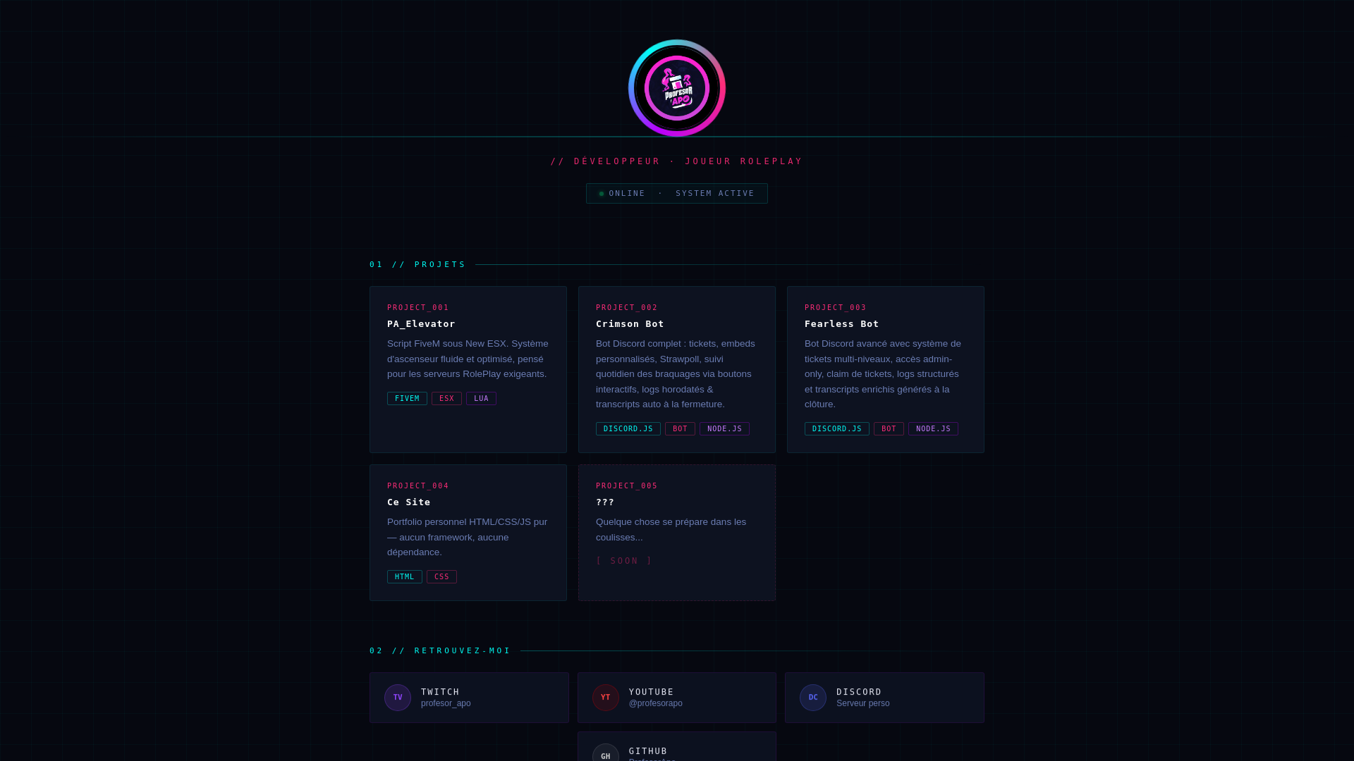 website screenshot of https://profesorapo.fr