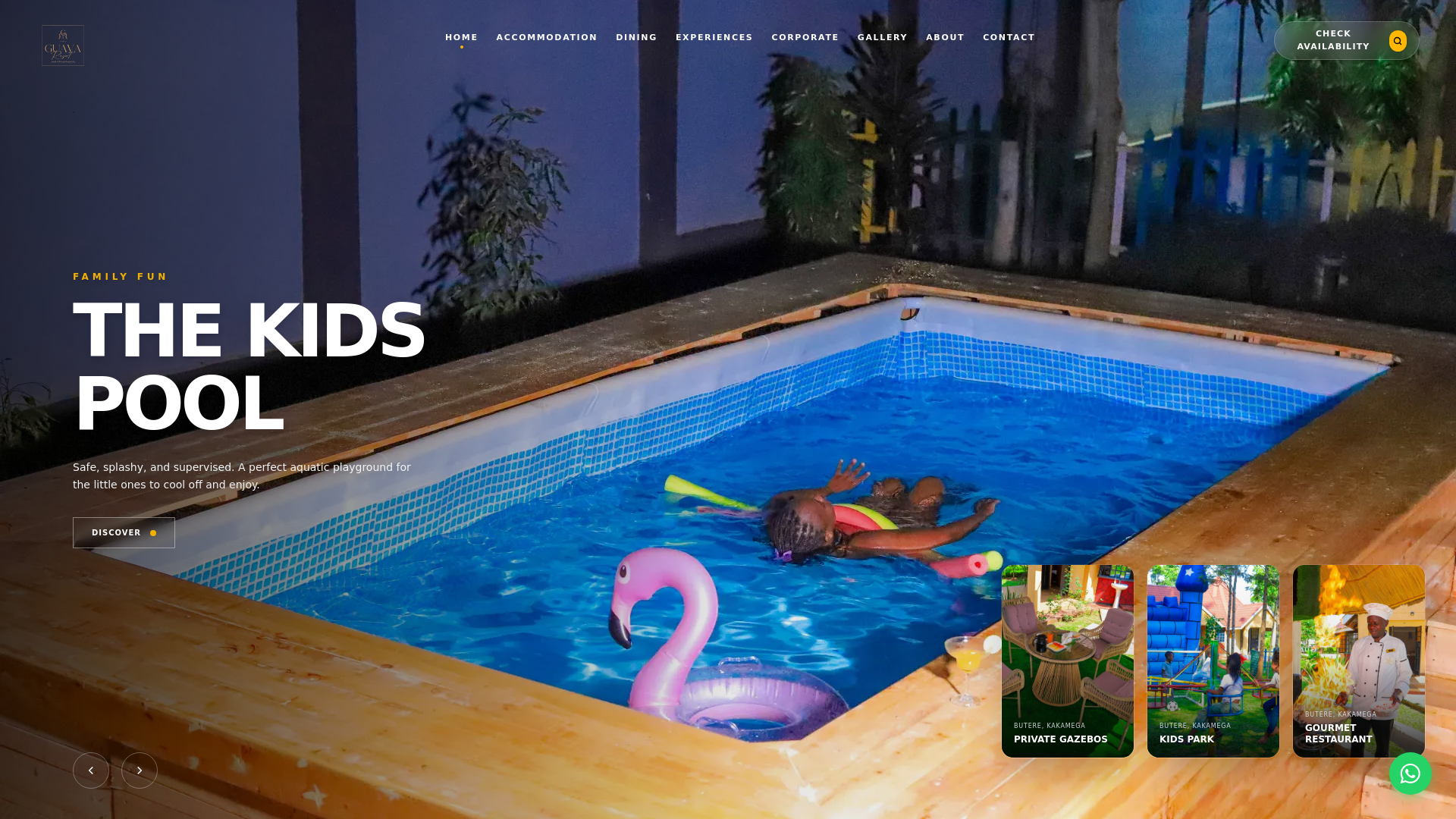 website screenshot of https://guavaresortbutere.com