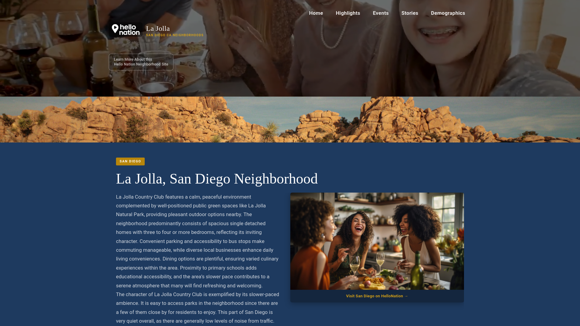 website screenshot of https://lajollasandiegoneighborhood.org/