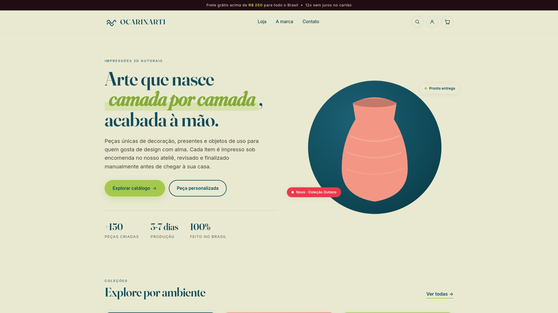 website screenshot of https://ocarinarti.com.br/