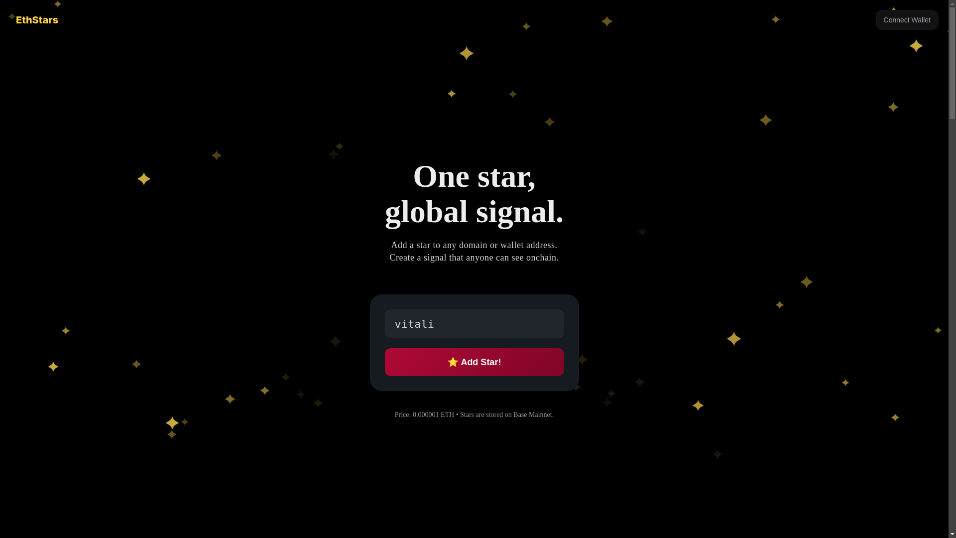 website screenshot of https://ethstars.info/