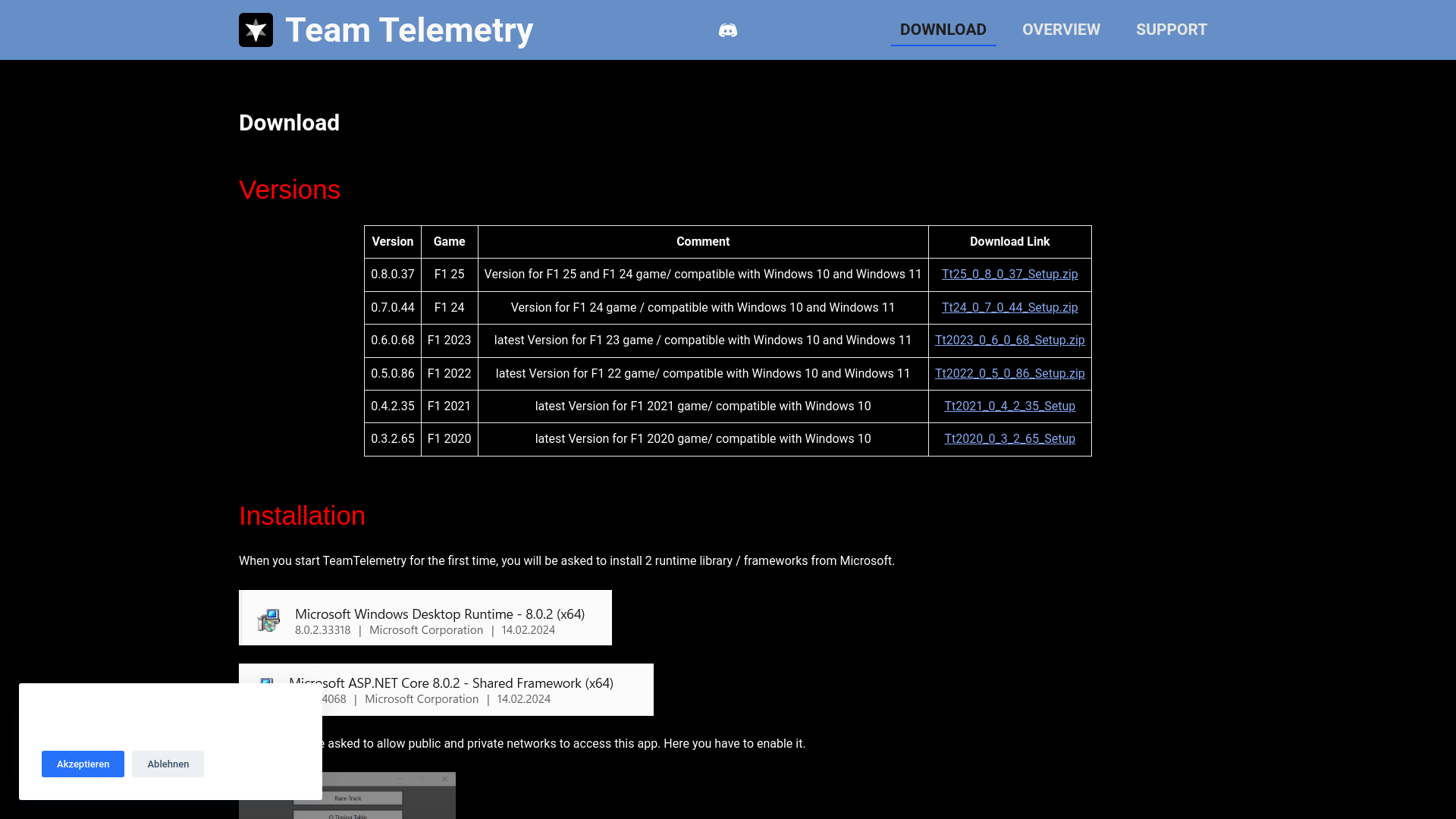 website screenshot of https://www.teamtelemetry.de/