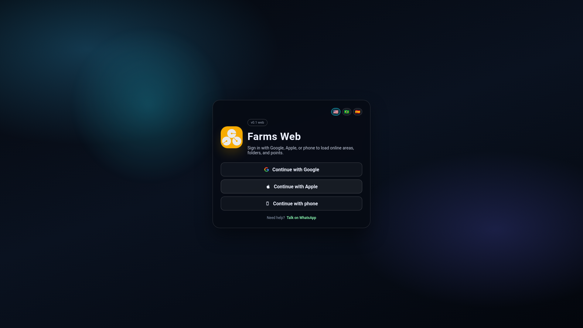 website screenshot of https://farmsweb.app/
