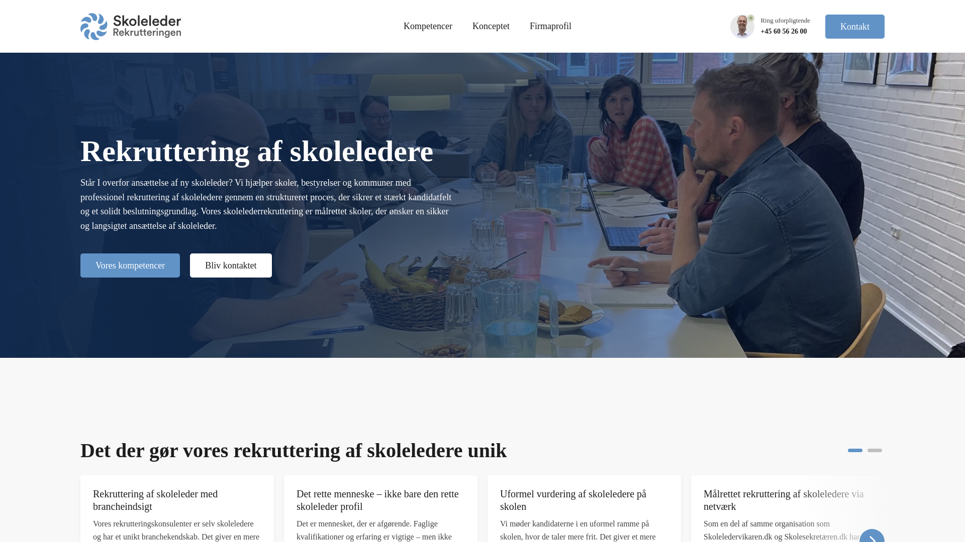 website screenshot of https://skoleleder-rekruttering.dk