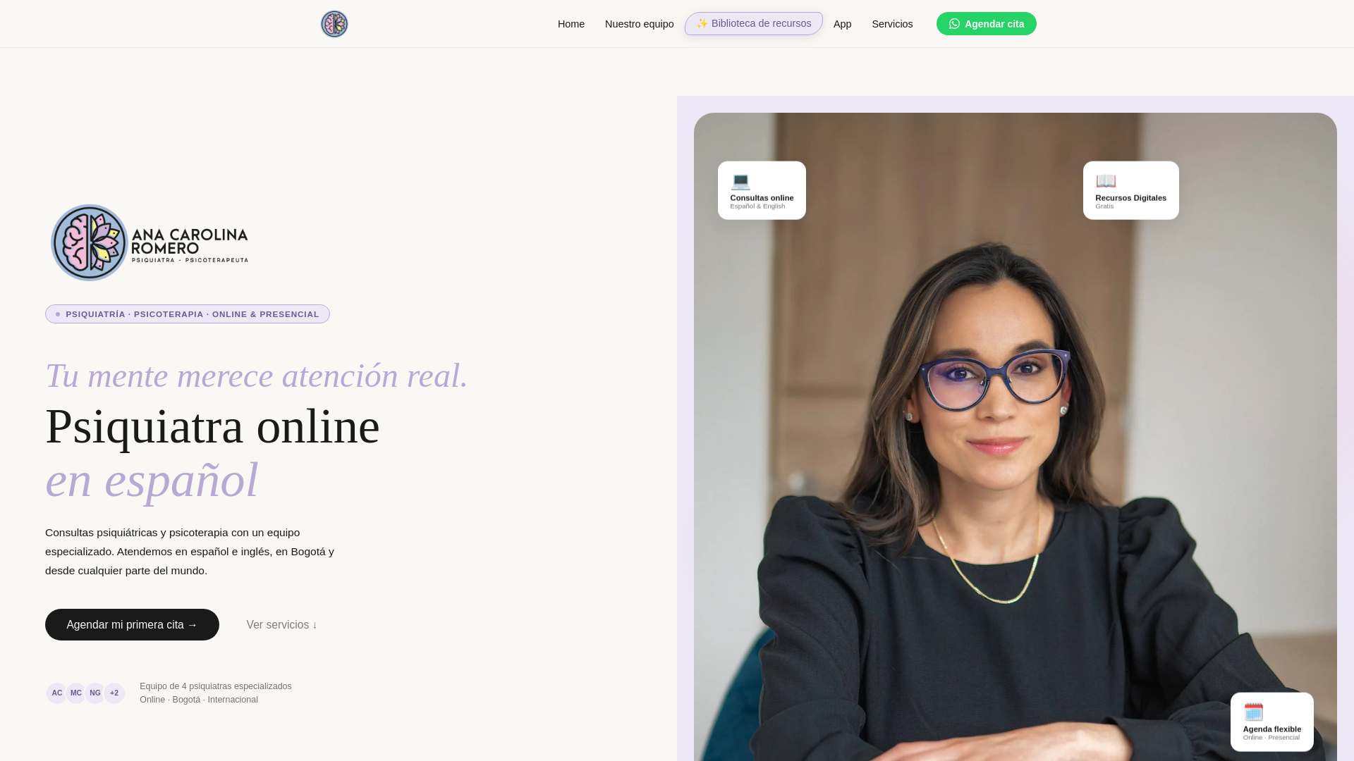 website screenshot of https://anaromeromd.com/