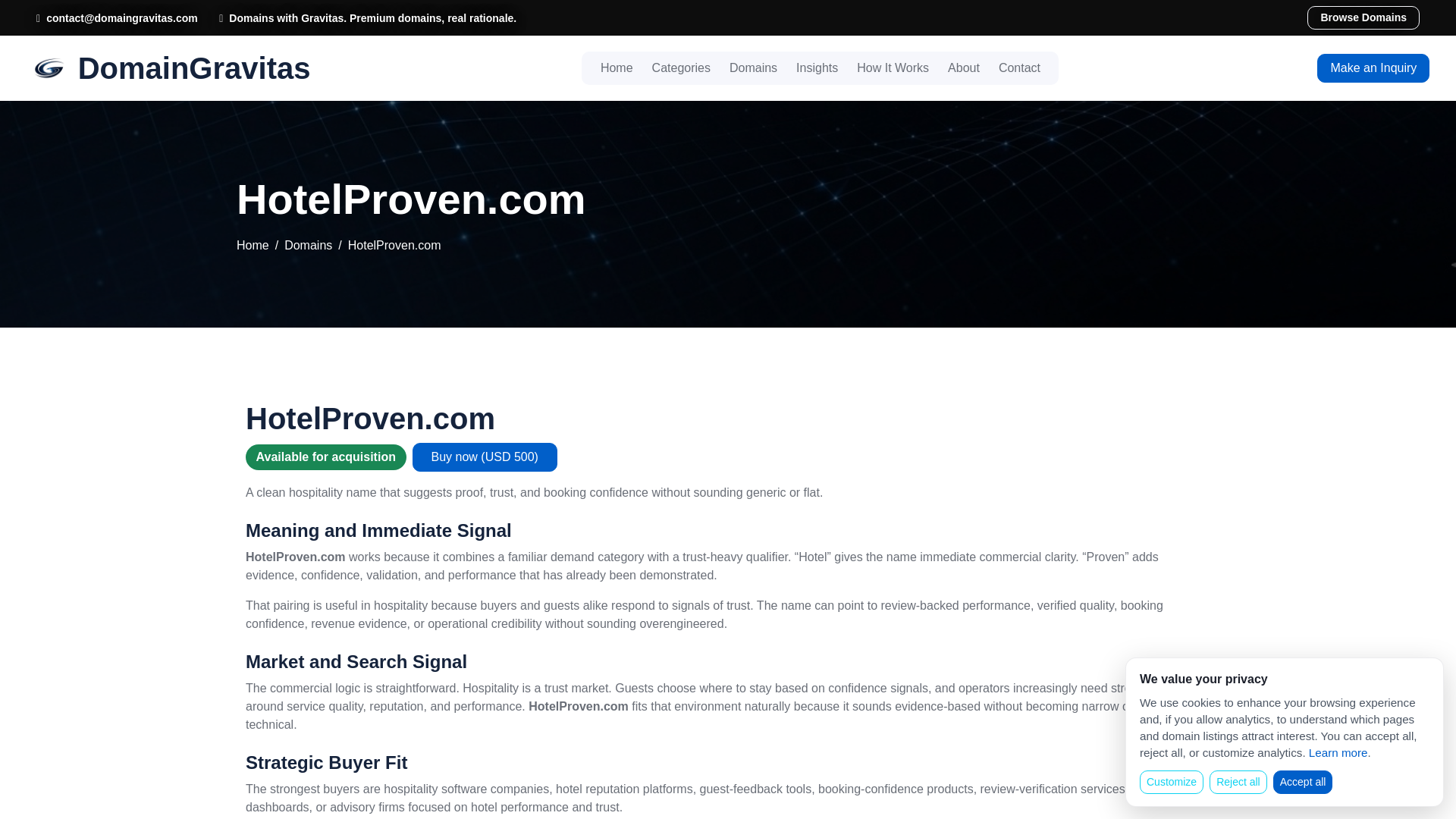 website screenshot of https://hotelproven.com