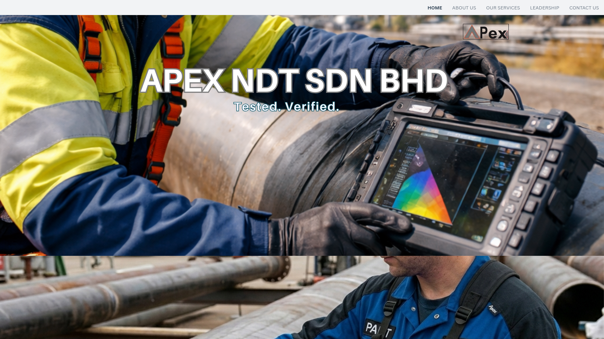 website screenshot of https://apexndtsb.com
