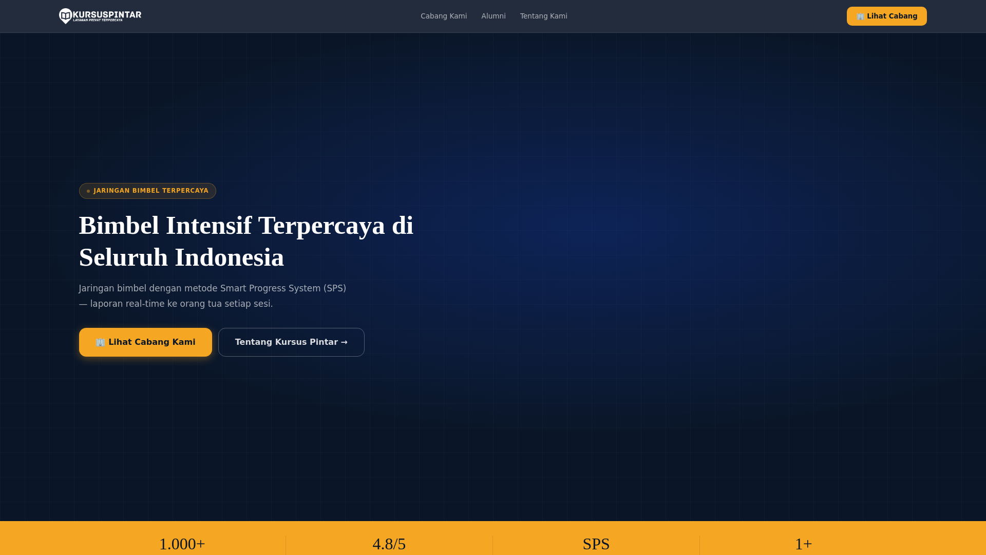 website screenshot of https://bimbelkursuspintar.com/