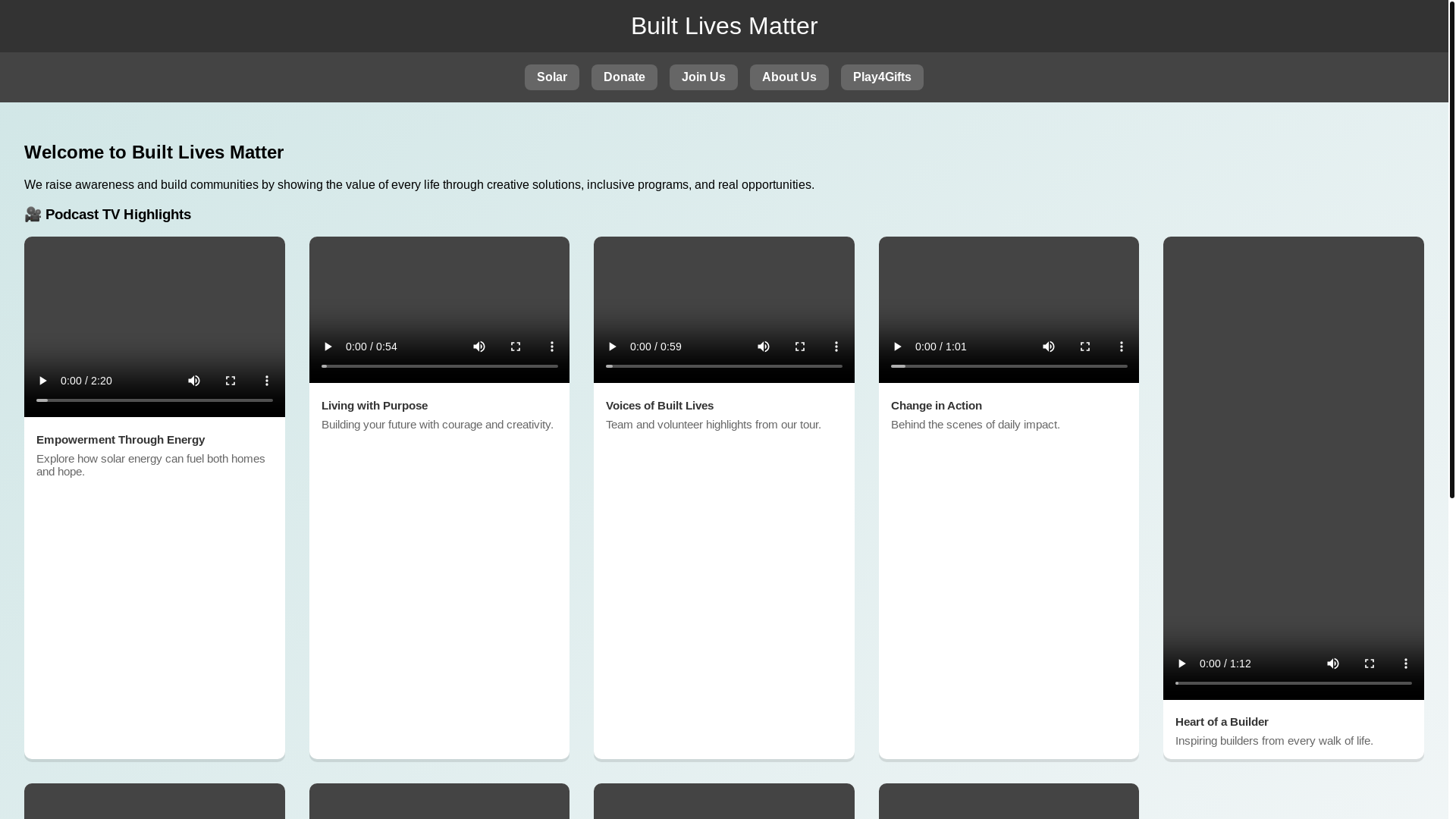 website screenshot of https://builtlivesmatter.org/