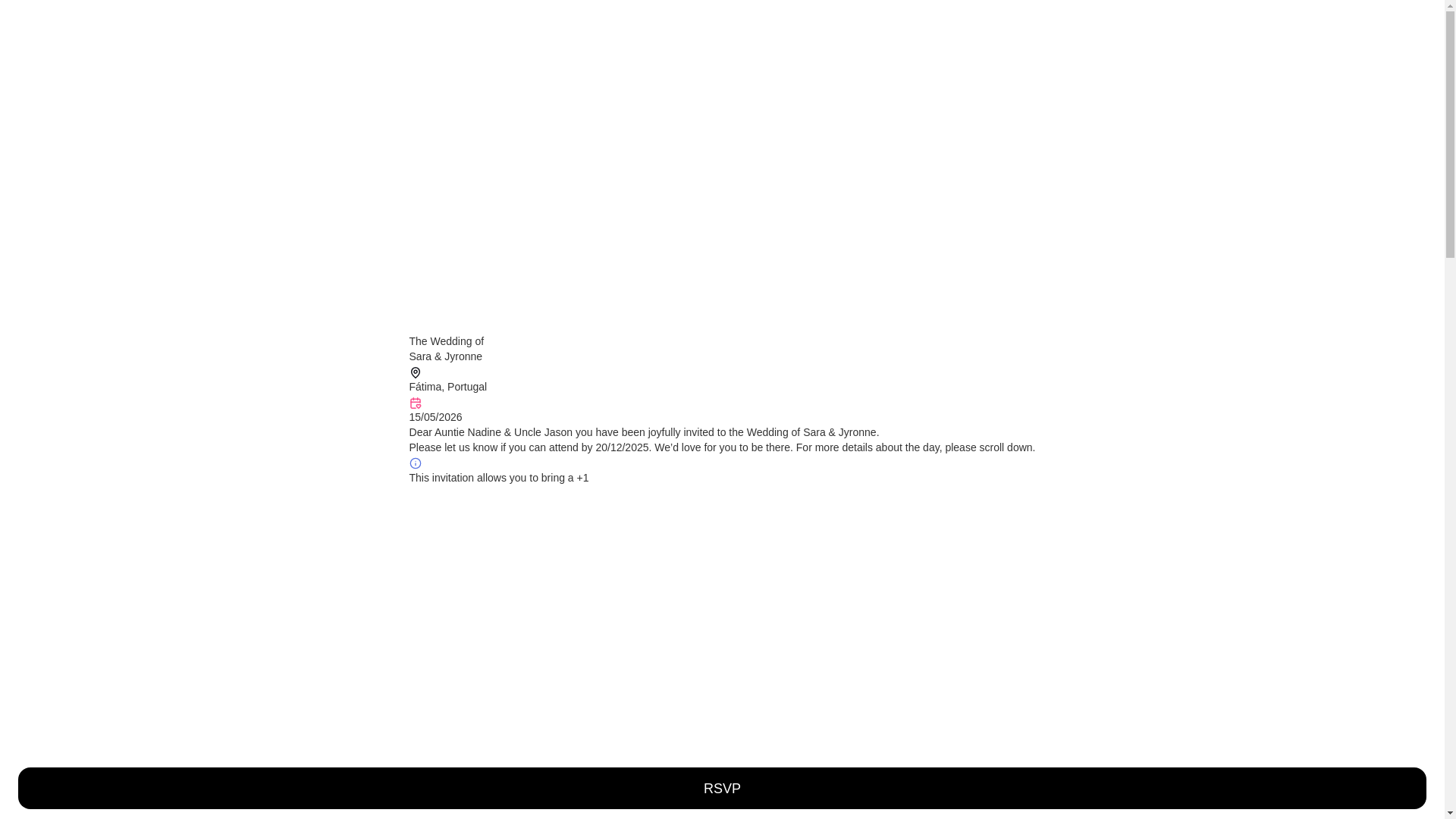 website screenshot of https://saraandjyronne.com/