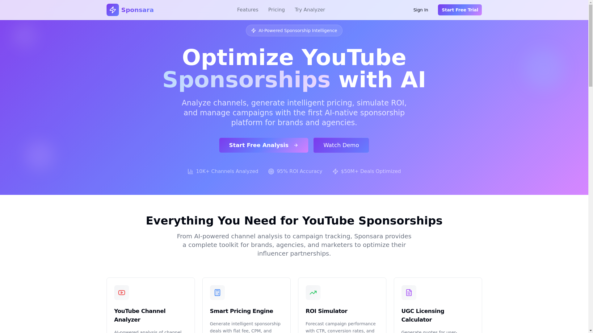 website screenshot of https://sponsara.ai/