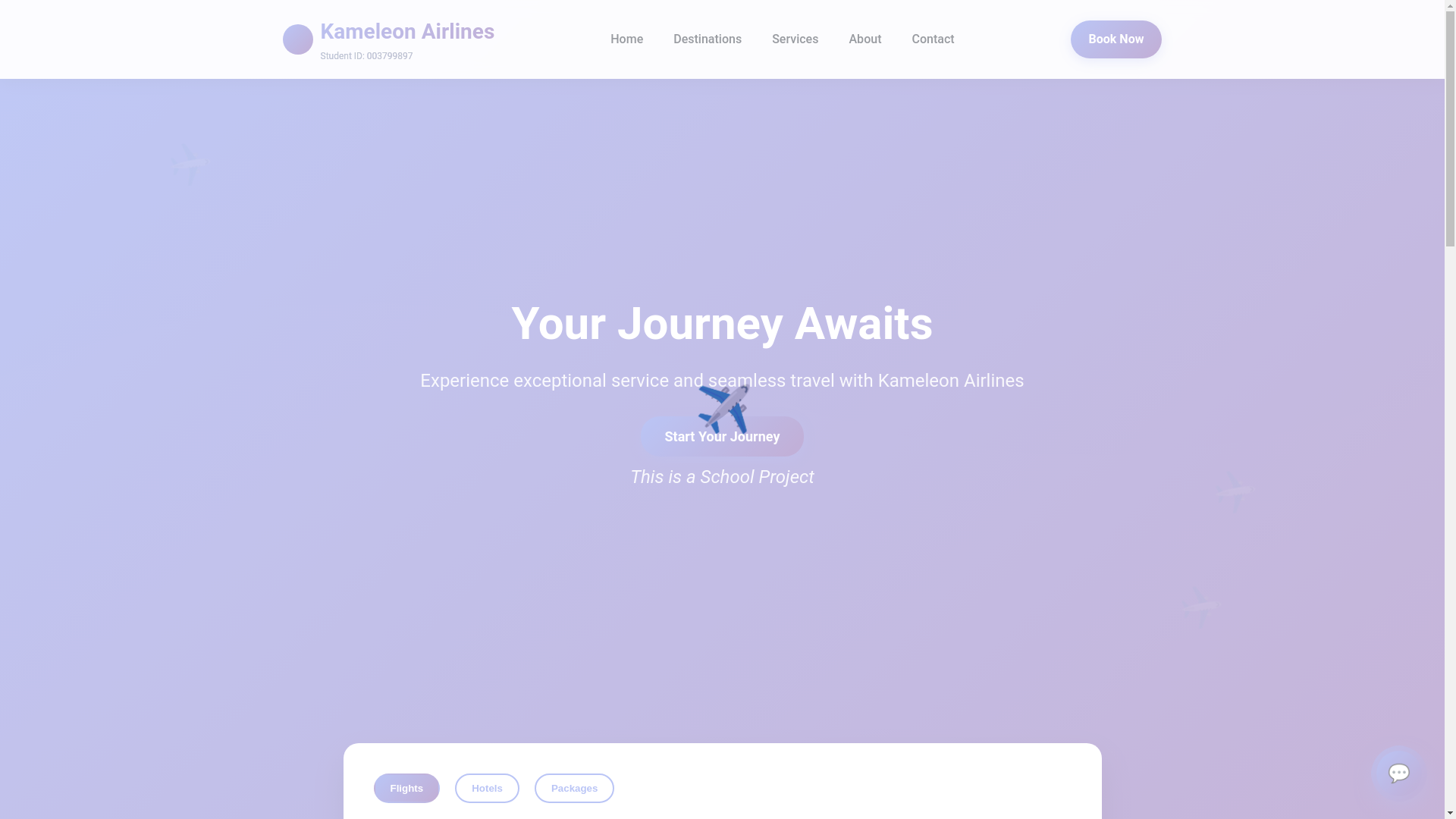 website screenshot of https://kameleonairlines.com/