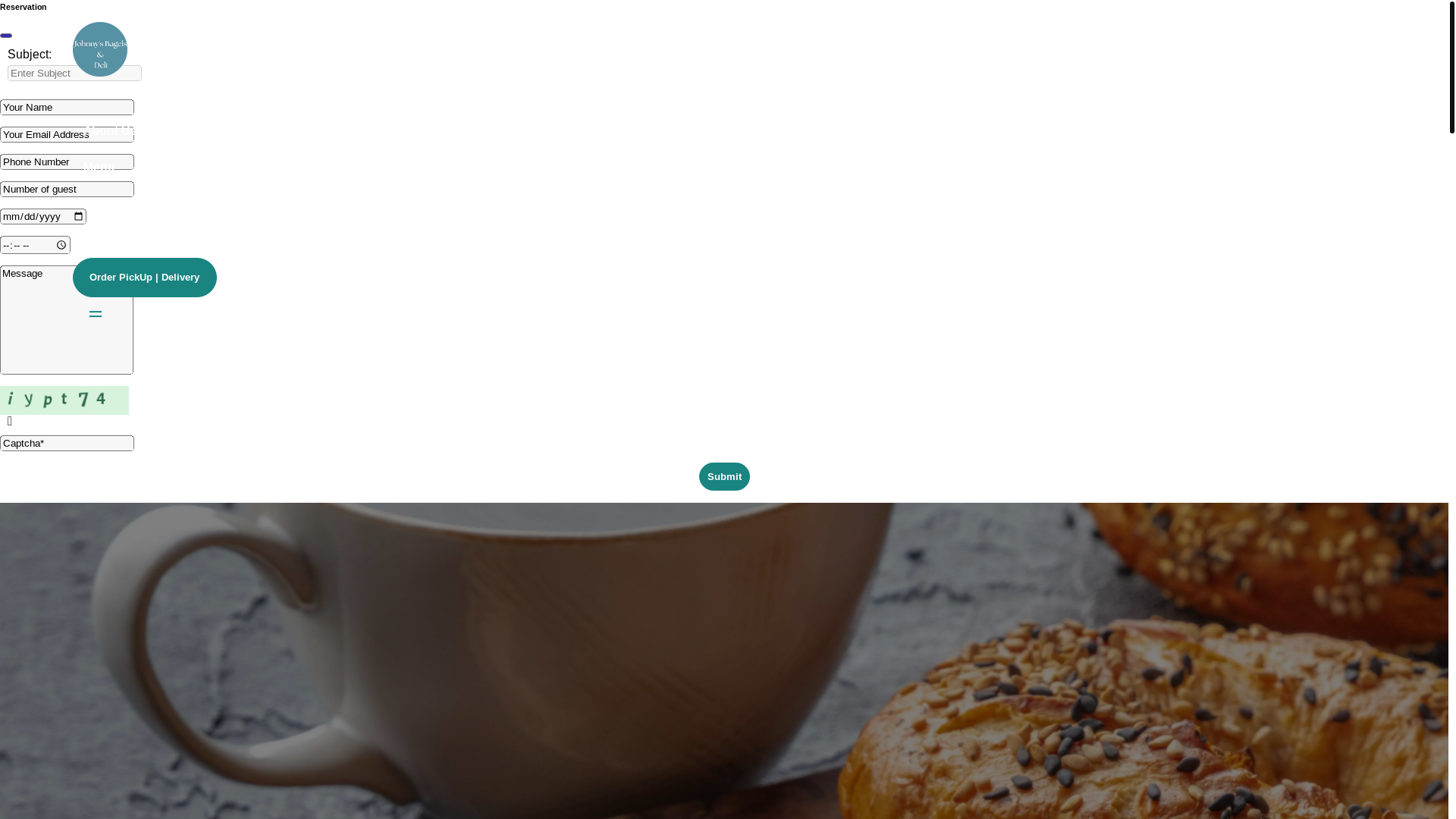 website screenshot of https://johnnysbagelsonmain.com/