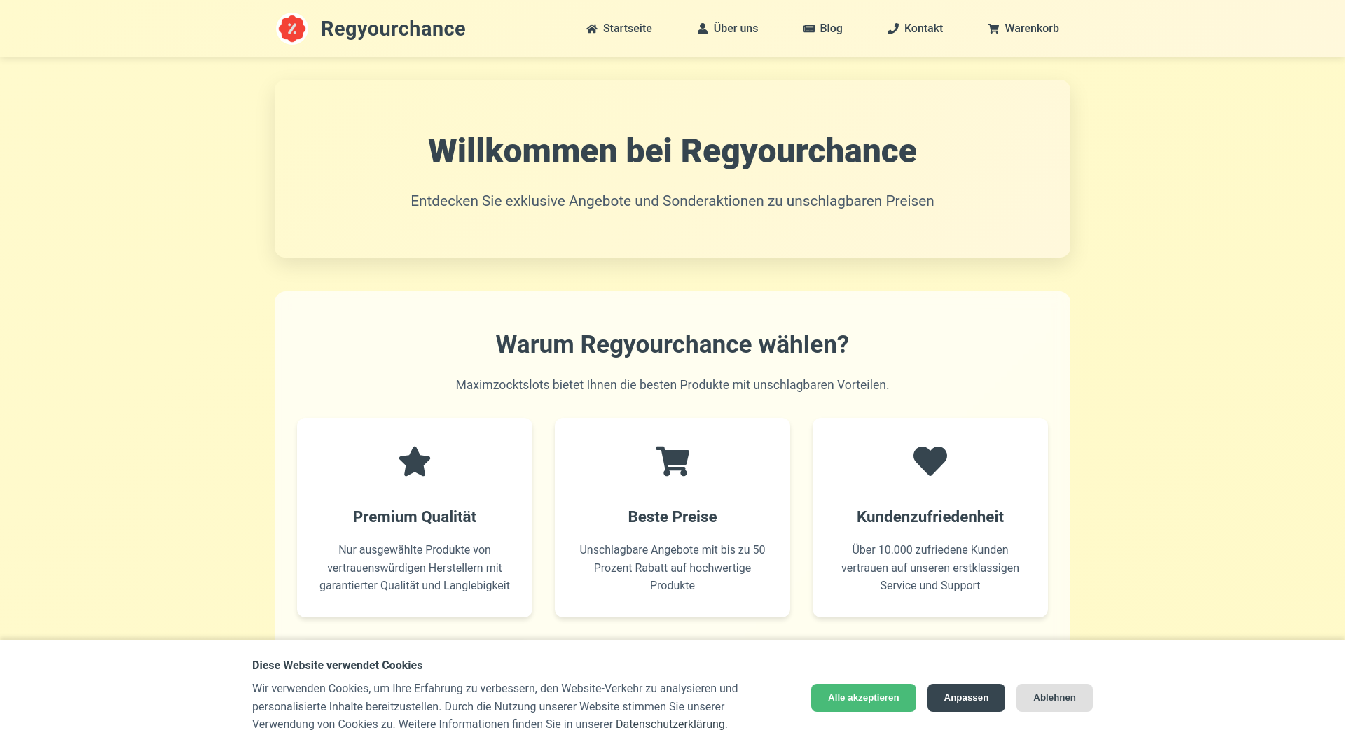 website screenshot of https://regyourchance.top/