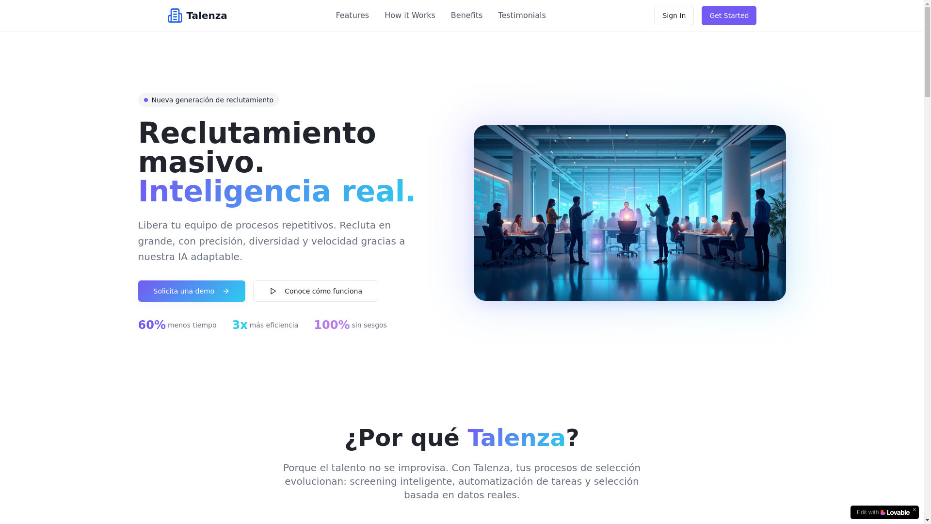 website screenshot of https://talenza.tech/