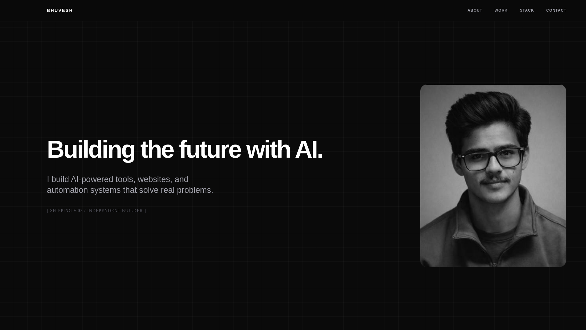 website screenshot of https://bhuvesh.in