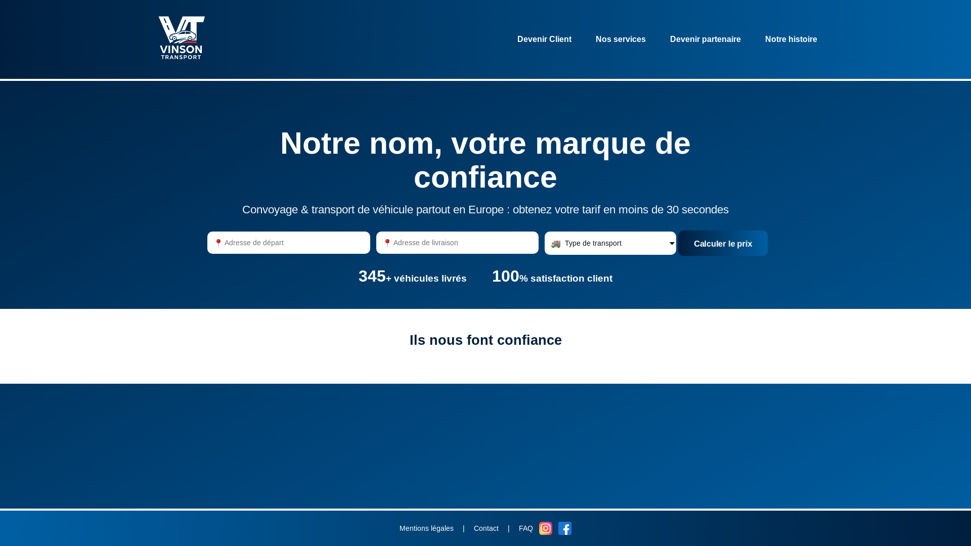 website screenshot of https://vinsontransport.com/
