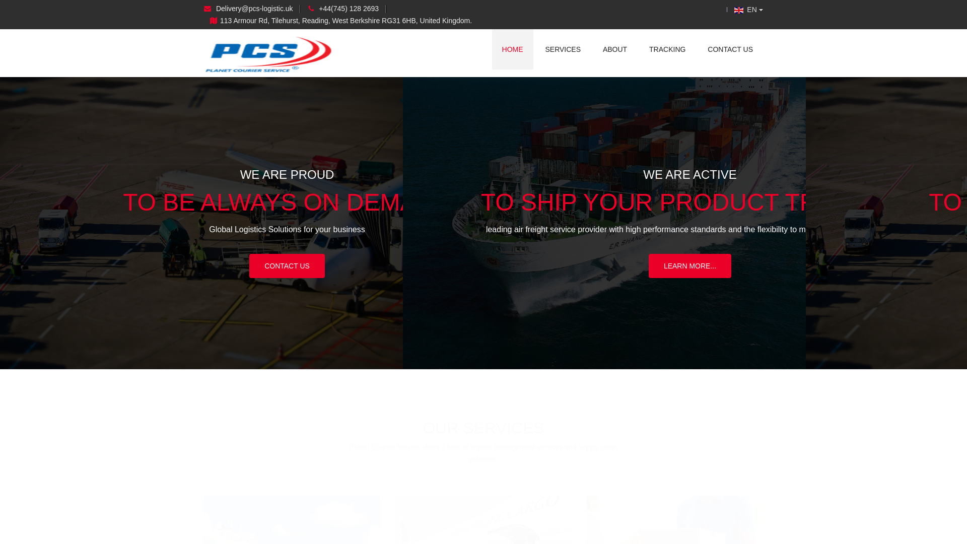 website screenshot of https://pcs-logistic.uk/