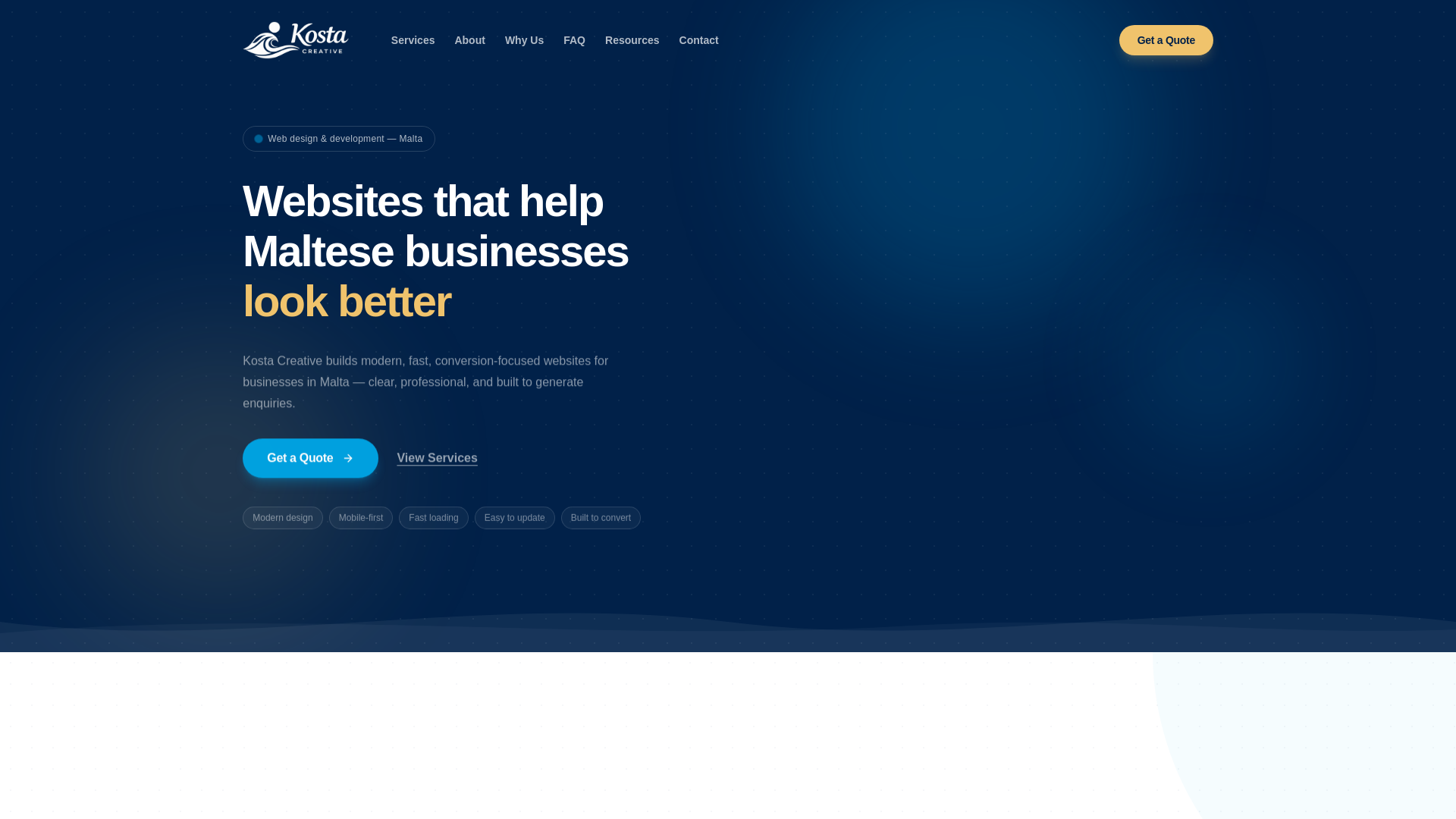 website screenshot of https://kostacreative.com