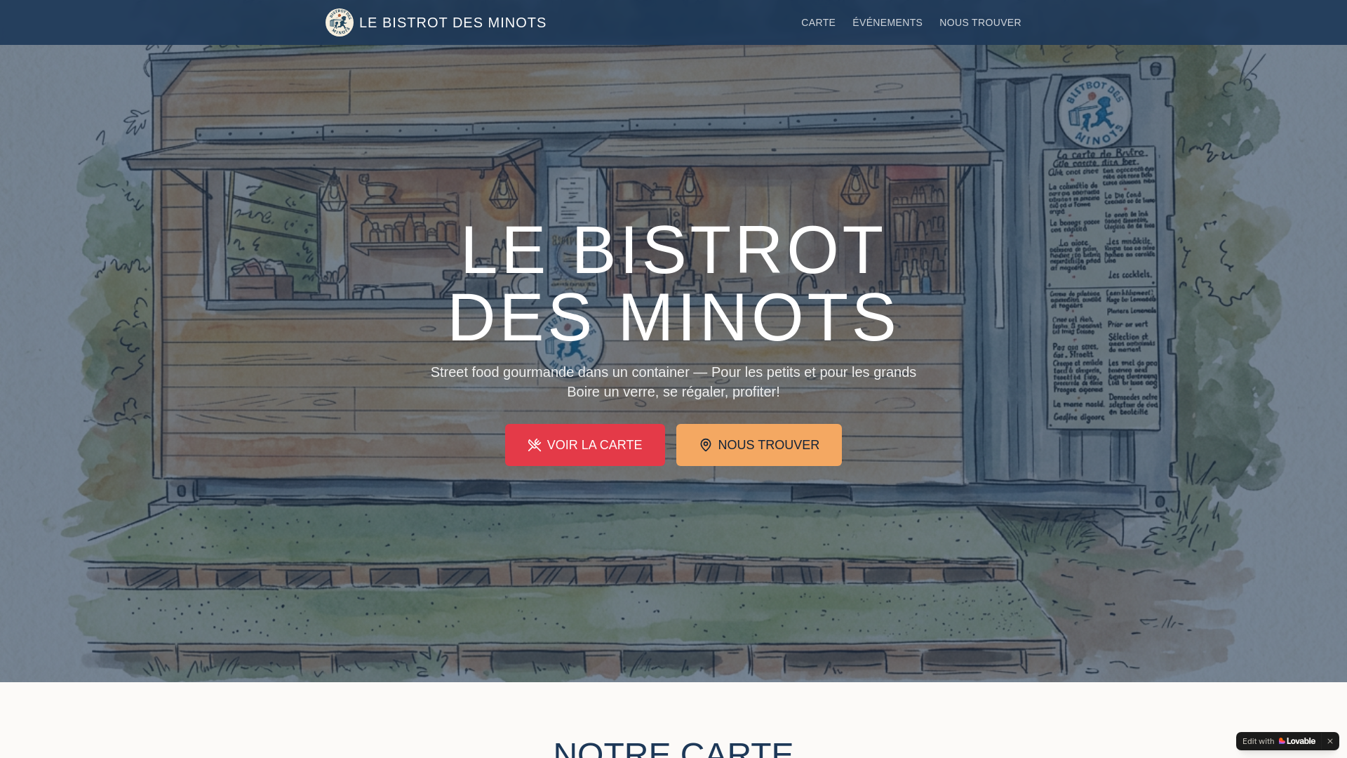 website screenshot of https://lebistrotdesminots.fr