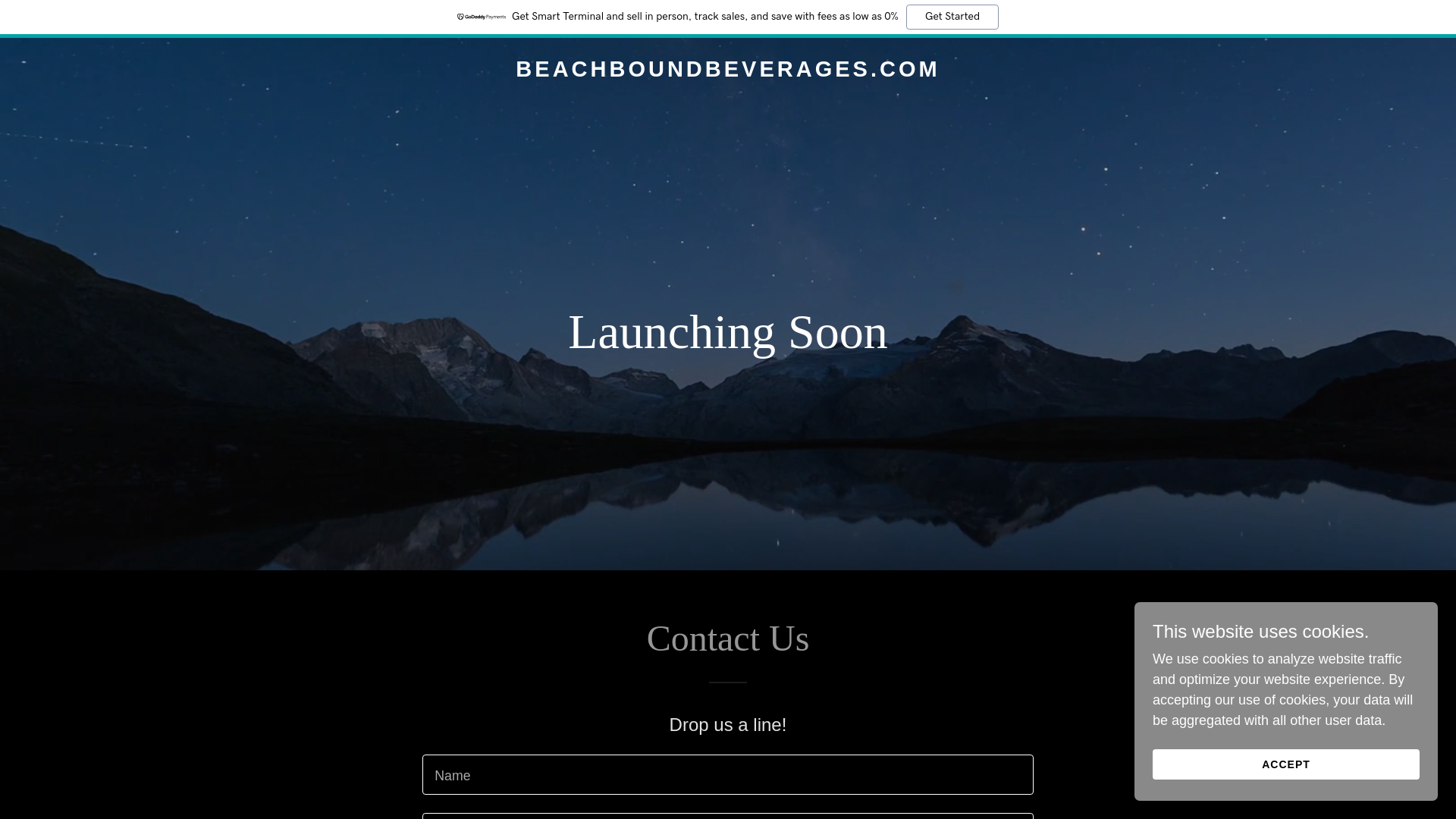 website screenshot of https://beachboundbeverages.com/