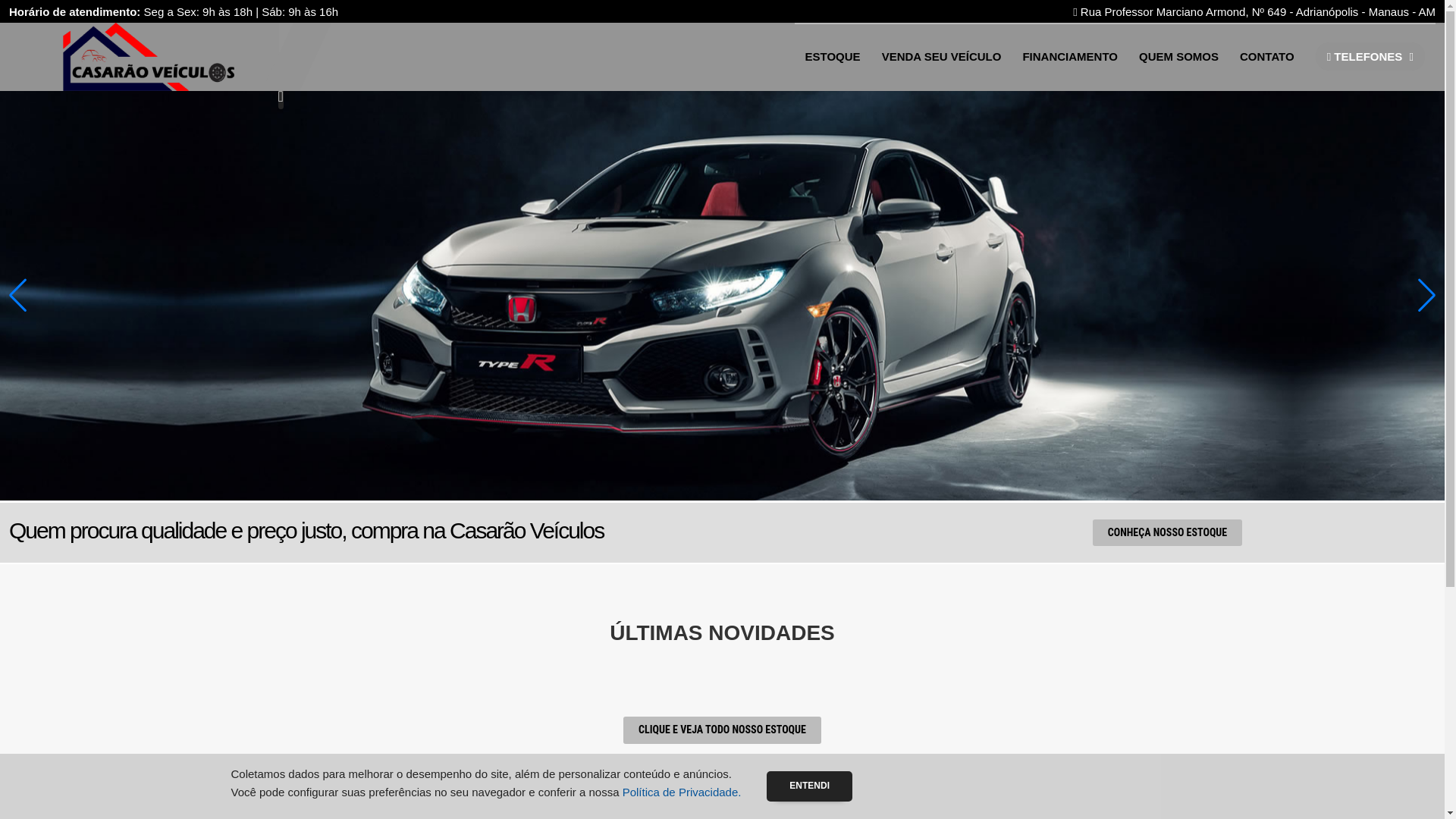 website screenshot of https://casaraoveiculos.com.br/