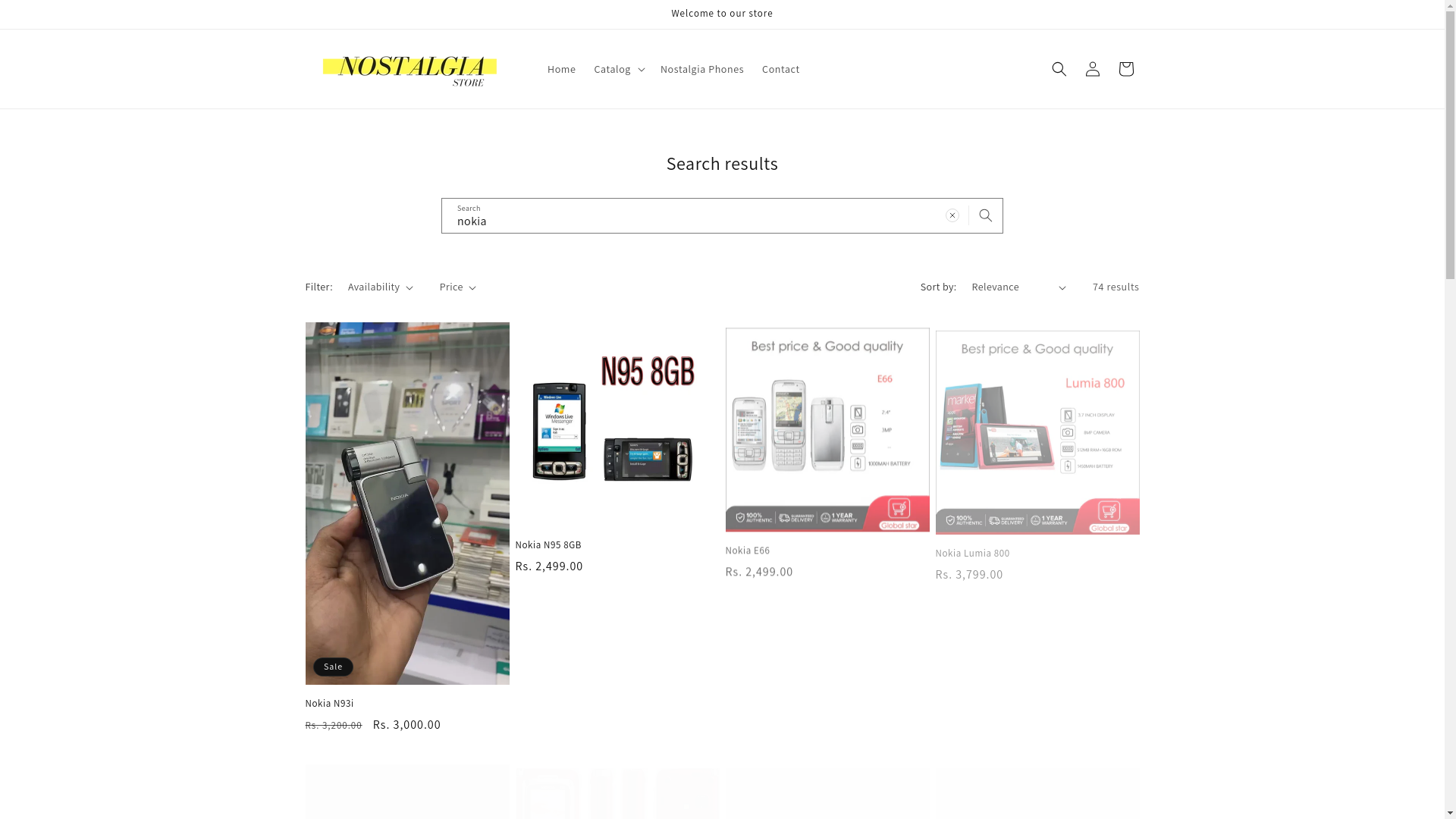 website screenshot of https://nostalgiagadgets.shop/search?q=nokia