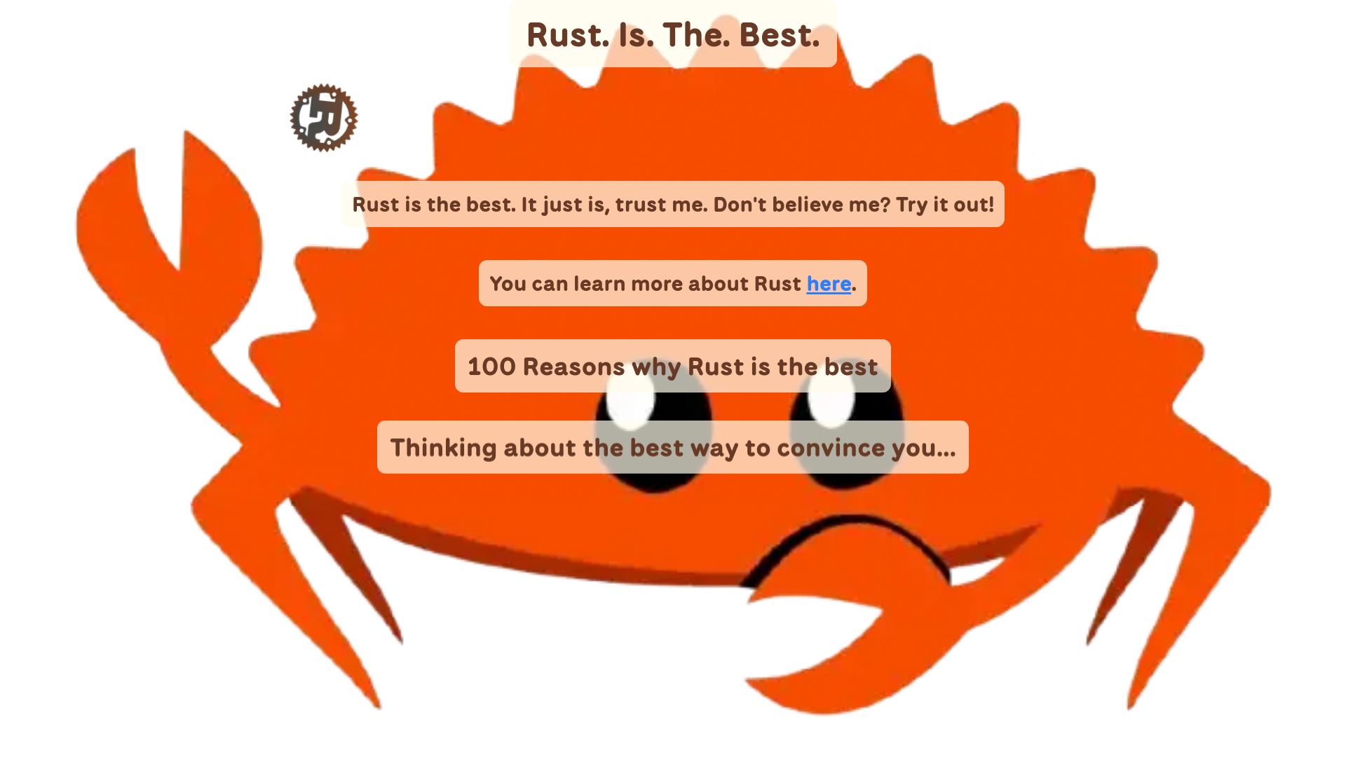 website screenshot of https://rust-is-the-best.pages.dev/
