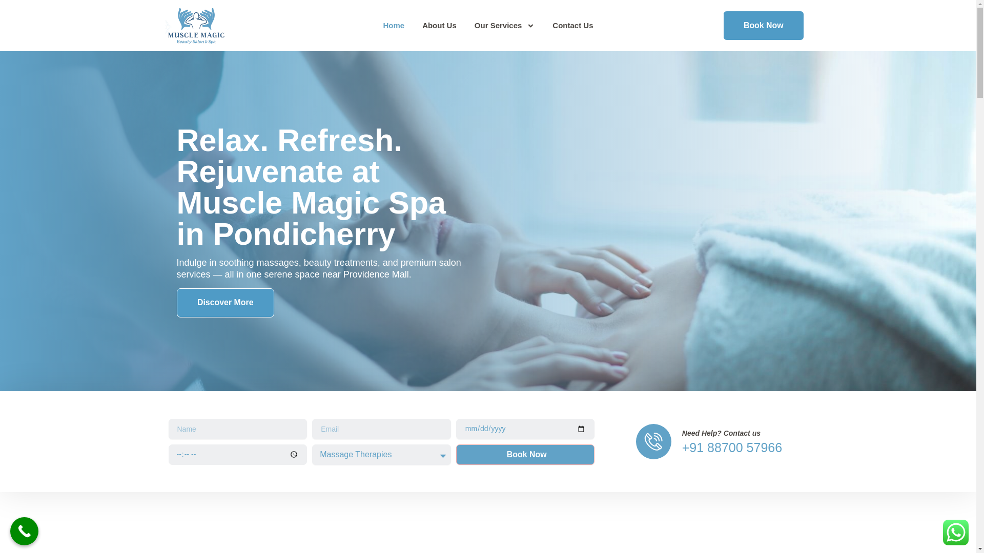 website screenshot of https://musclemagicspa.com/