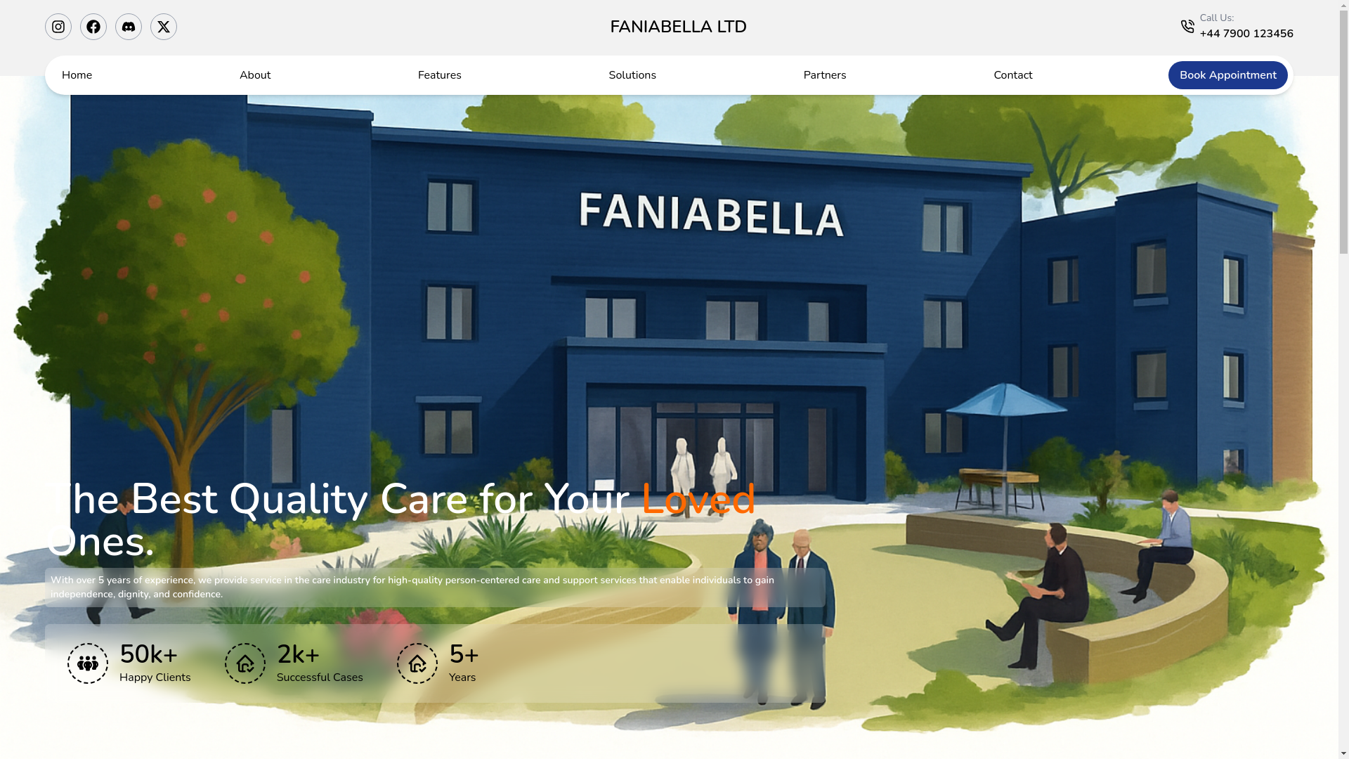 website screenshot of https://faniabella.com/