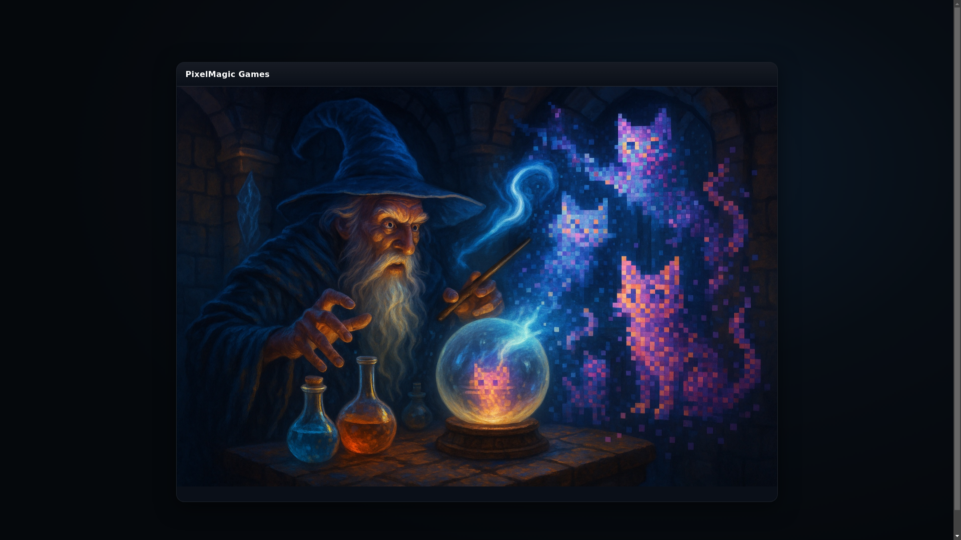 website screenshot of https://pixelmagic.games/