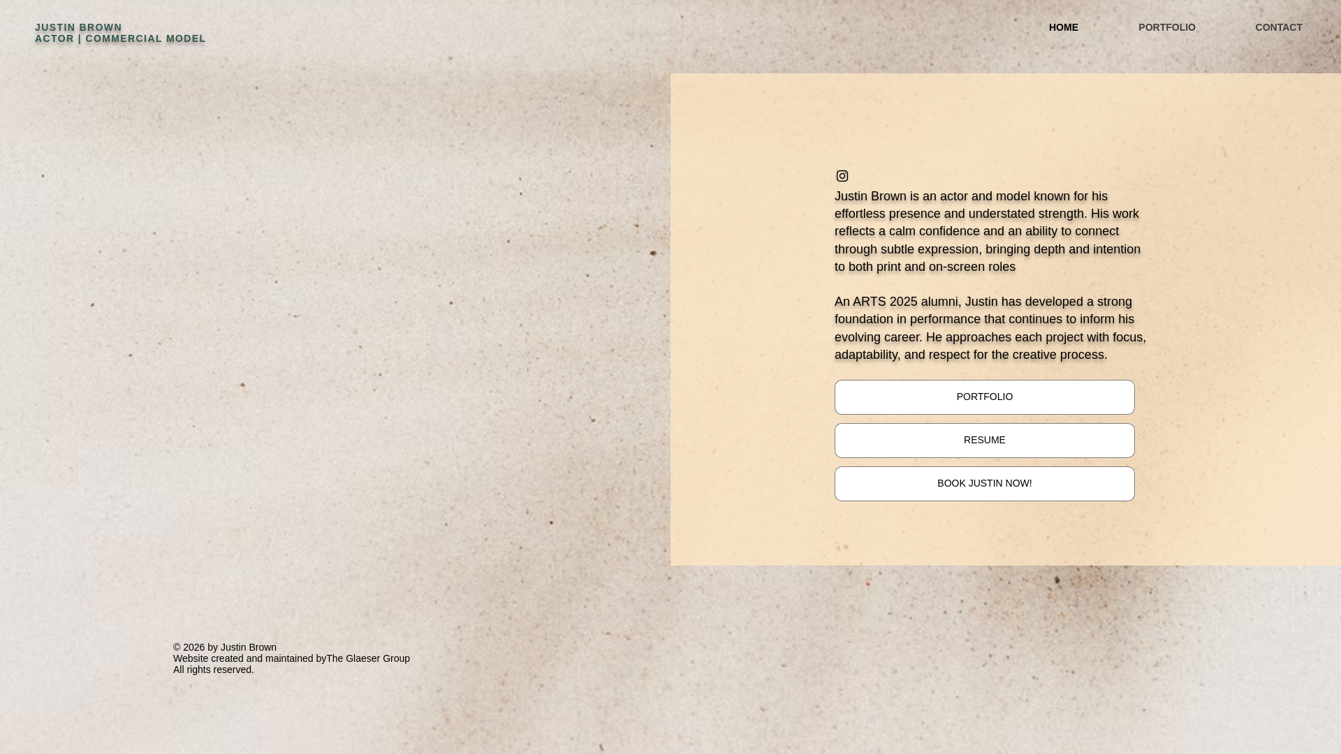 website screenshot of https://justinbrownactor.com/