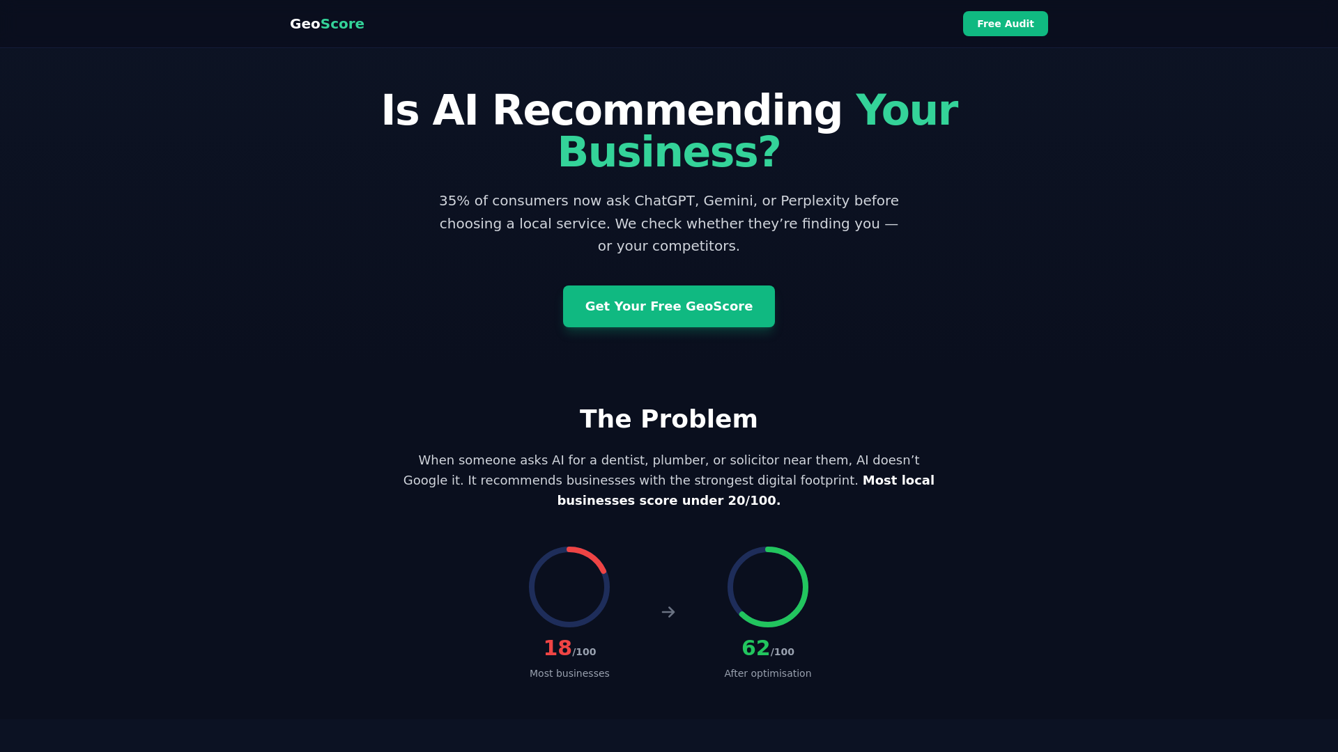 website screenshot of https://geoscore.co.uk/