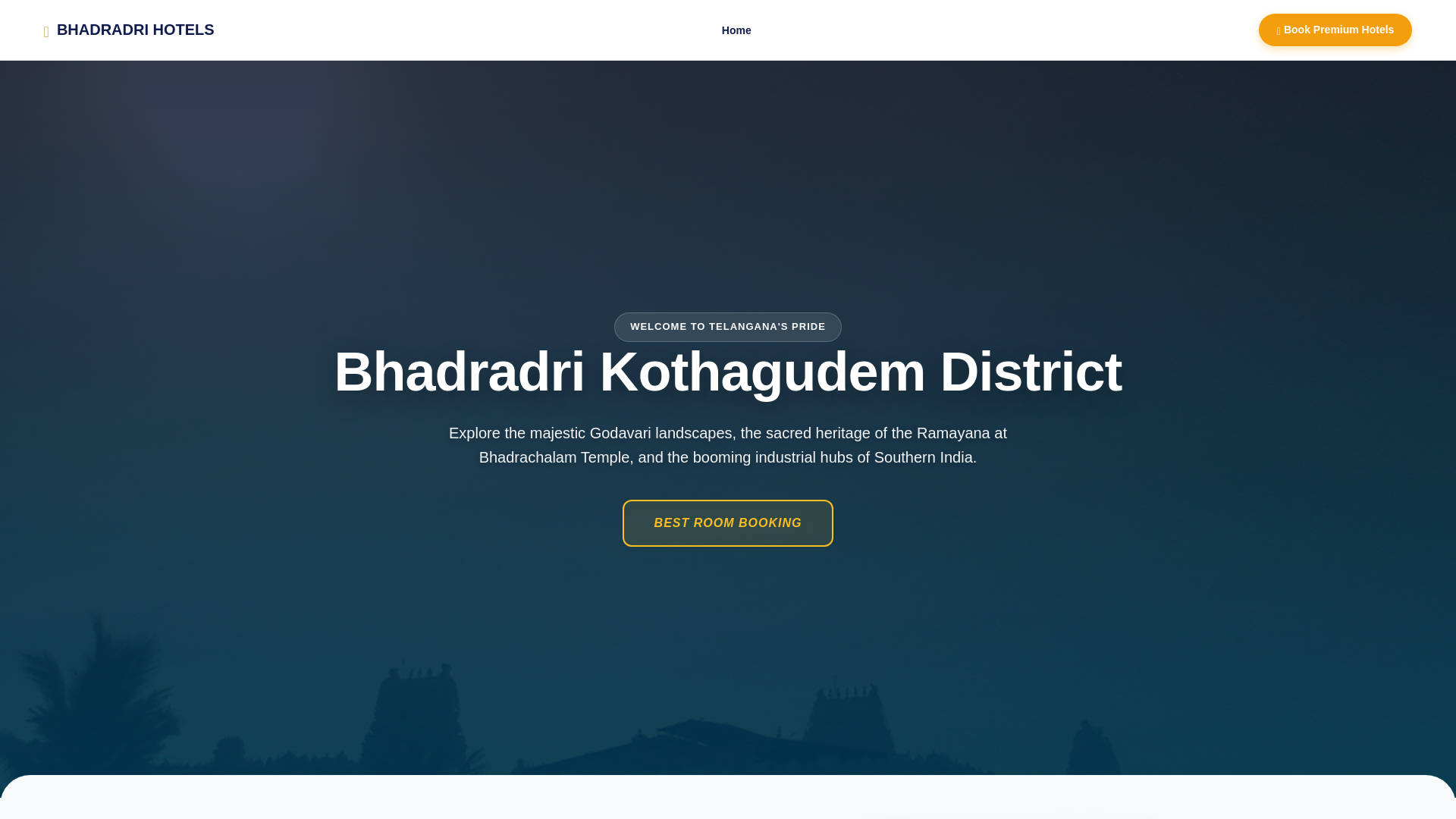 website screenshot of https://bhadradrihotels.com