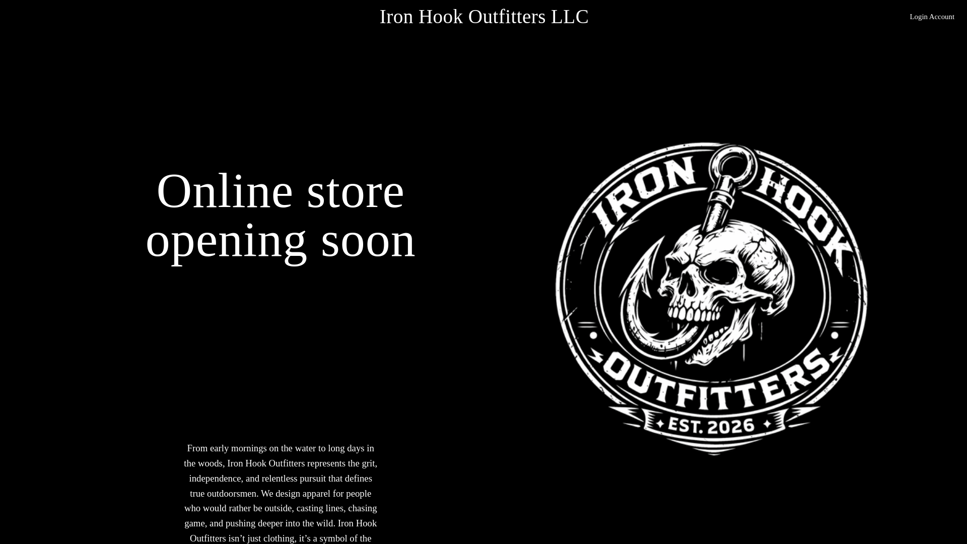 website screenshot of https://ironhookoutfitters.com/