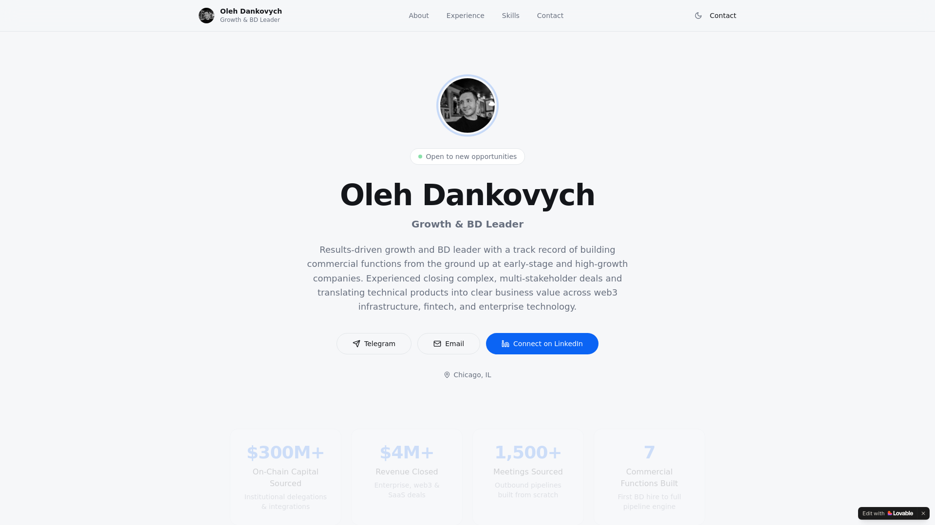 website screenshot of https://dankovych.io/