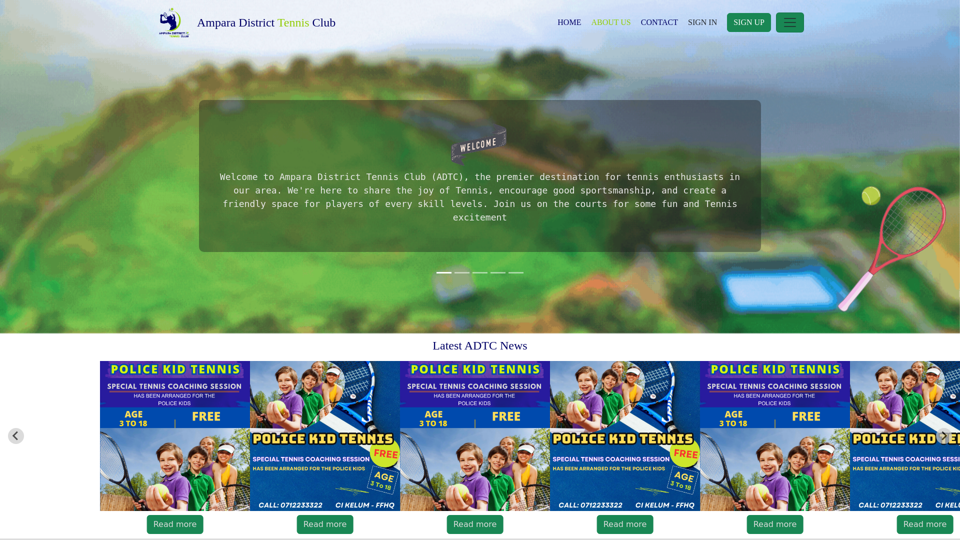 website screenshot of https://tennissl.lk/