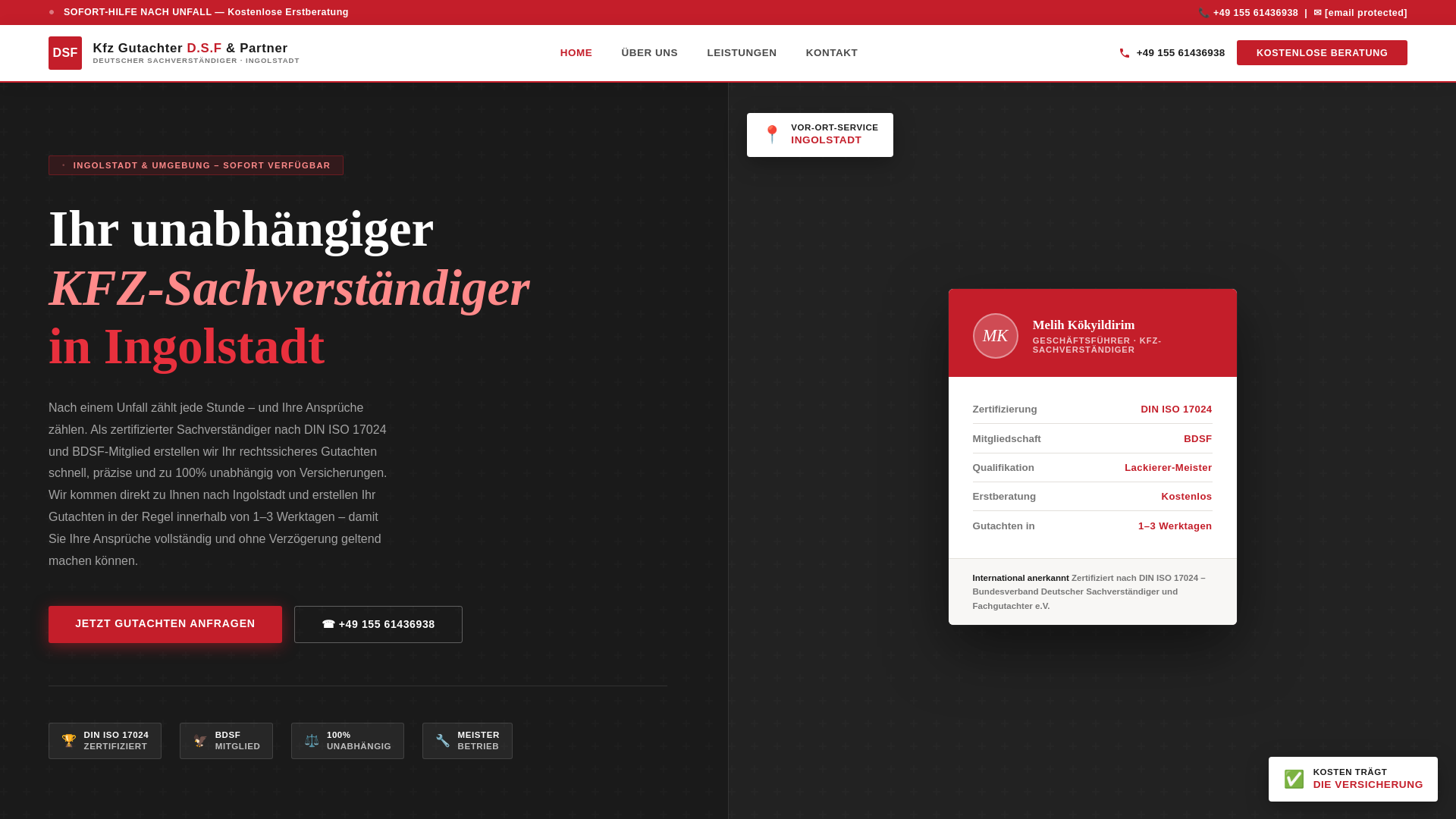 website screenshot of https://kfzgutachterdsfingolstadt.de