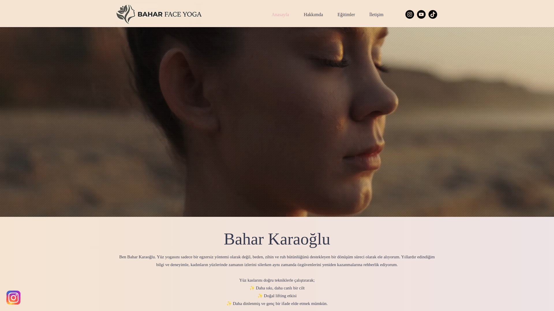 website screenshot of https://baharfaceyoga.com/